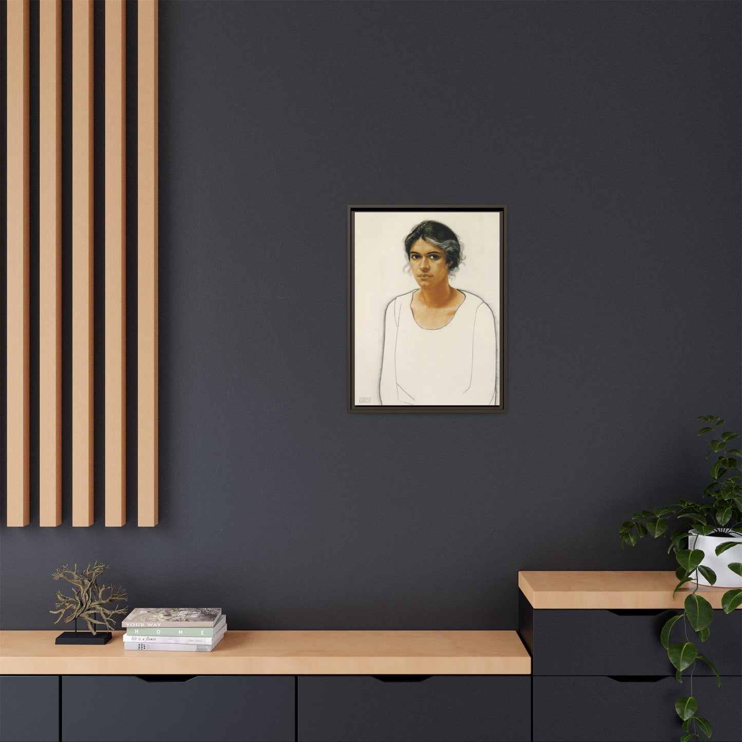 Portrait of a Woman by Winold Reiss Framed Matte Canvas Portrait Print