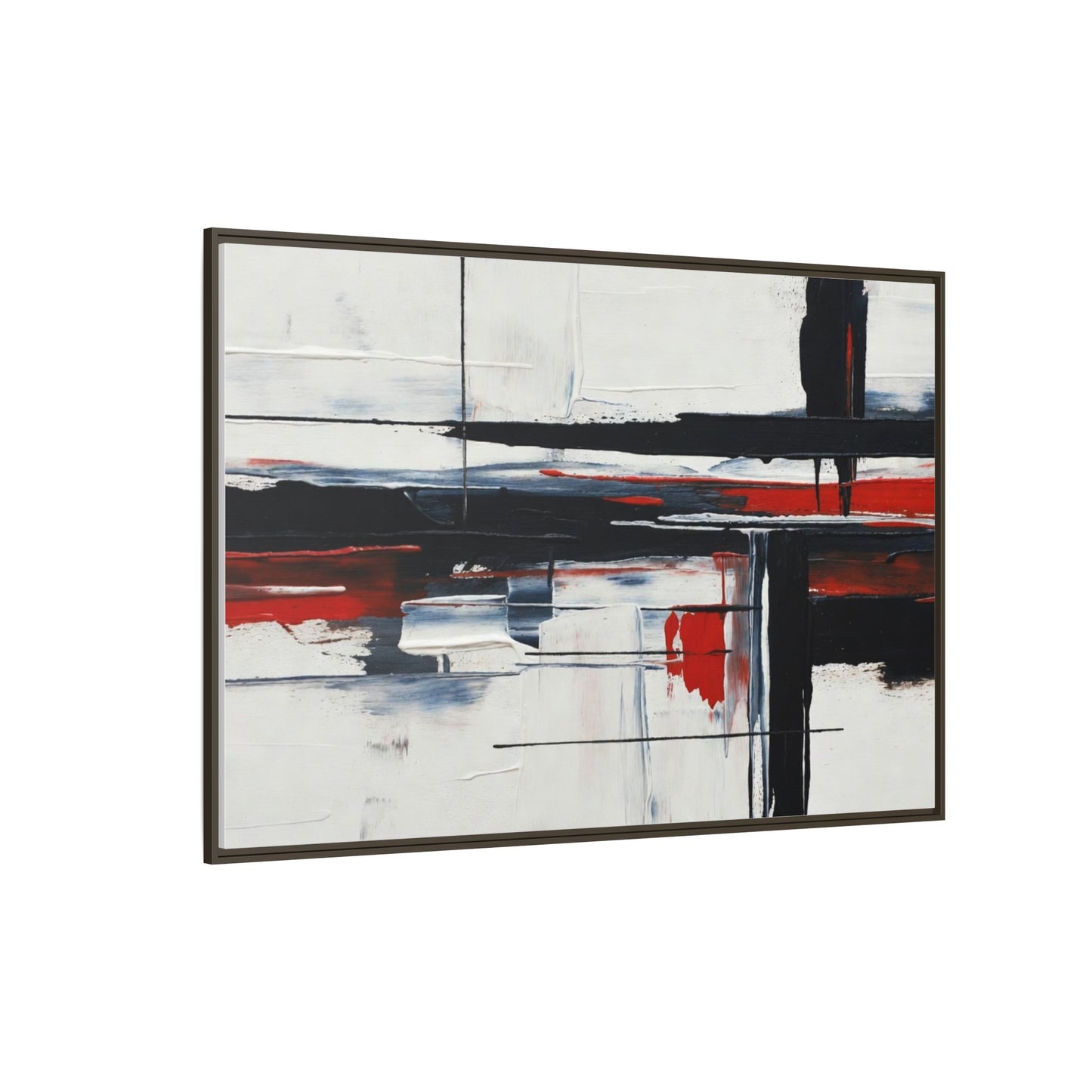 Abstract Red & Black Framed Canvas Art — Modern Matte Wall Painting