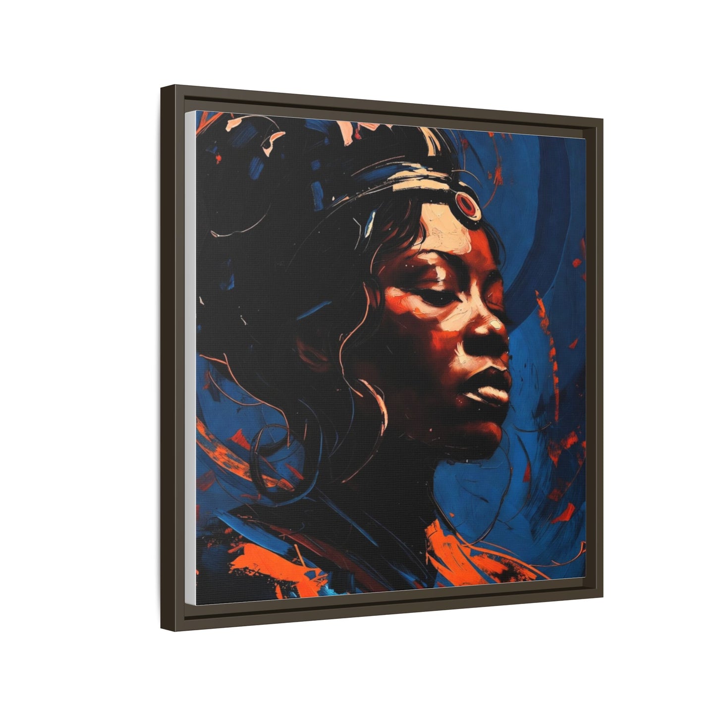 Framed Matte Canvas Art - Vibrant Portrait of a Black Woman (Multi-Color)