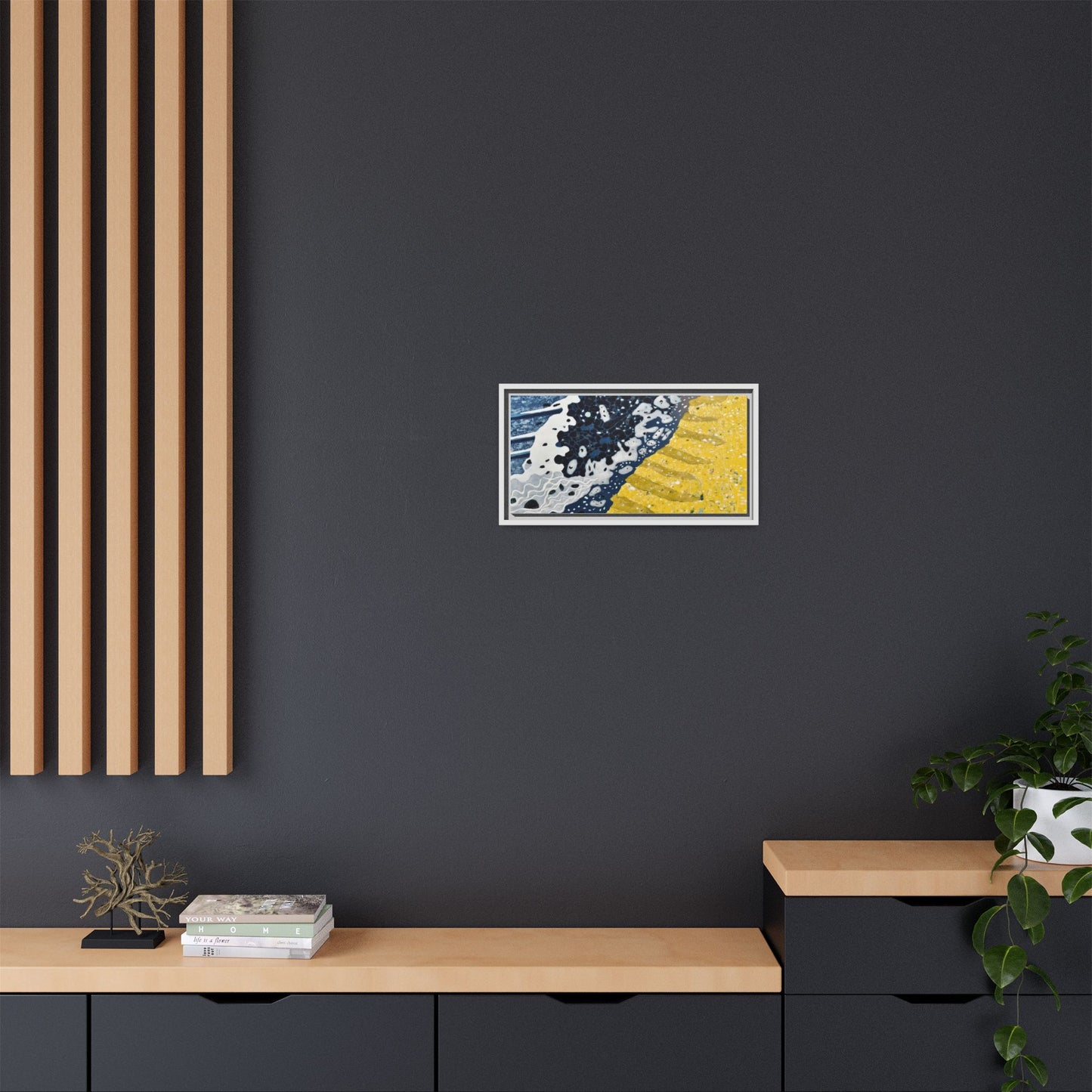 Framed Abstract Ocean & Sand Matte Canvas Print