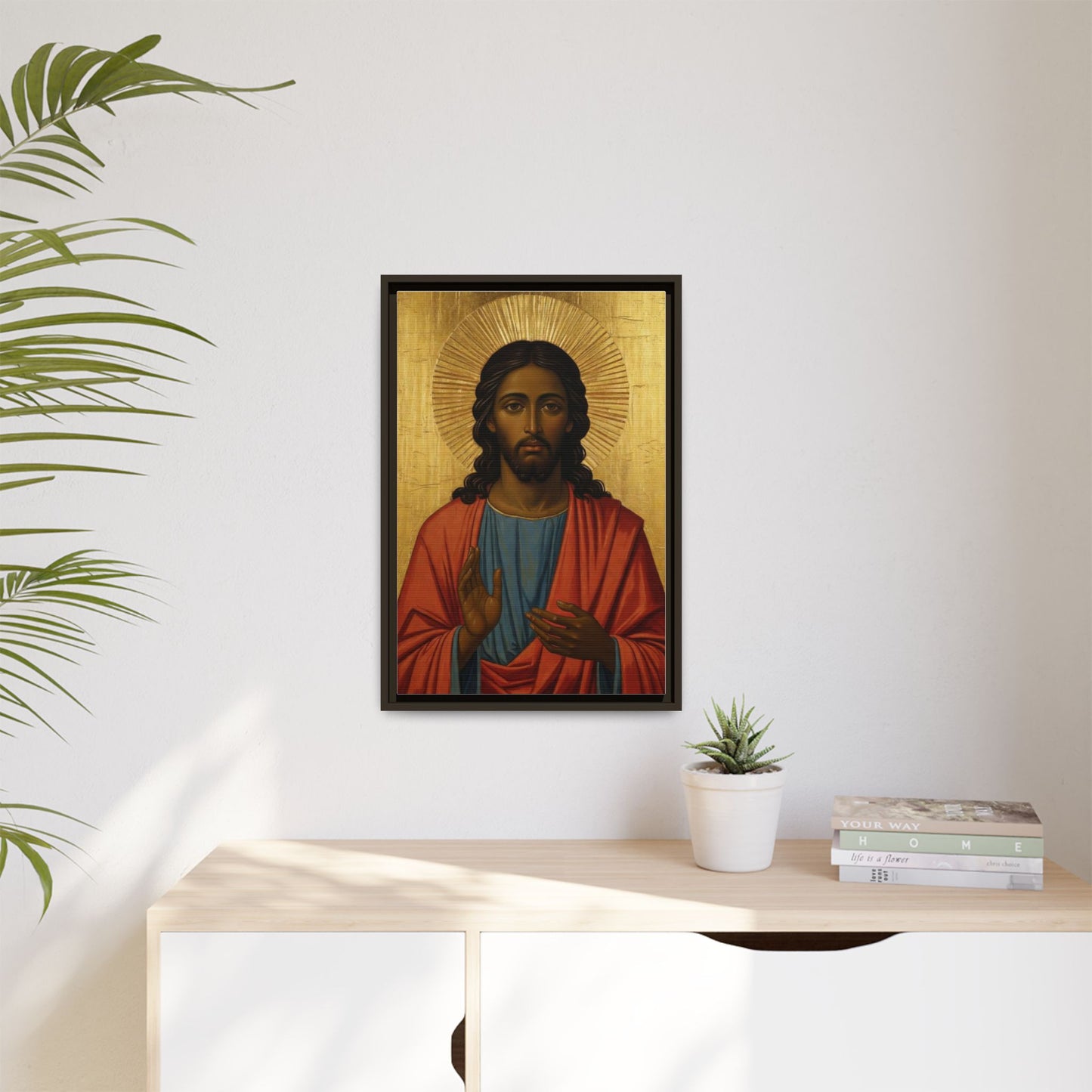 Framed Orthodox Christ Icon Matte Canvas — Religious Wall Art for Home, Church, or Prayer Corner