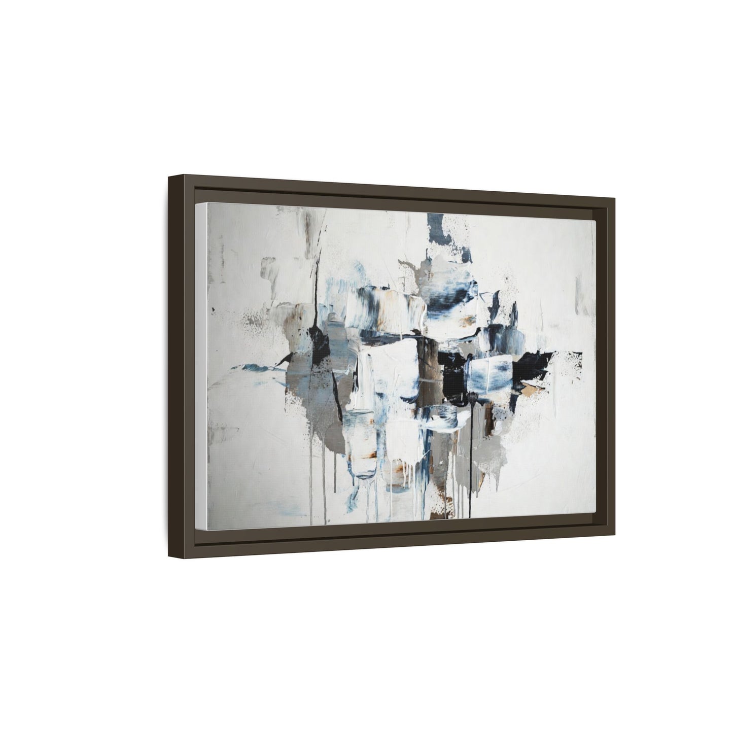 Framed Abstract Canvas Art — Blue Neutral Modern Wall Print