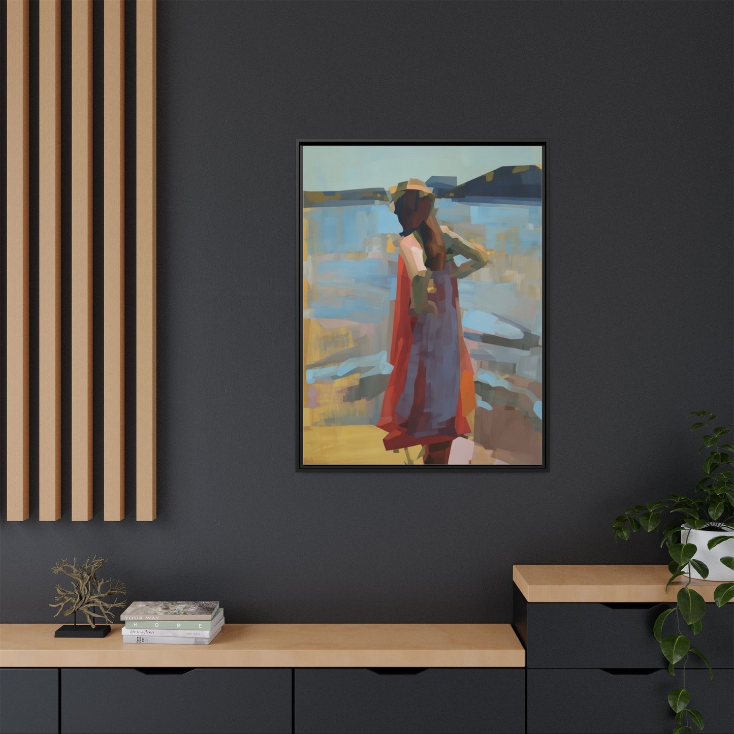 Framed Matte Canvas Print — Coastal Woman Abstract Art