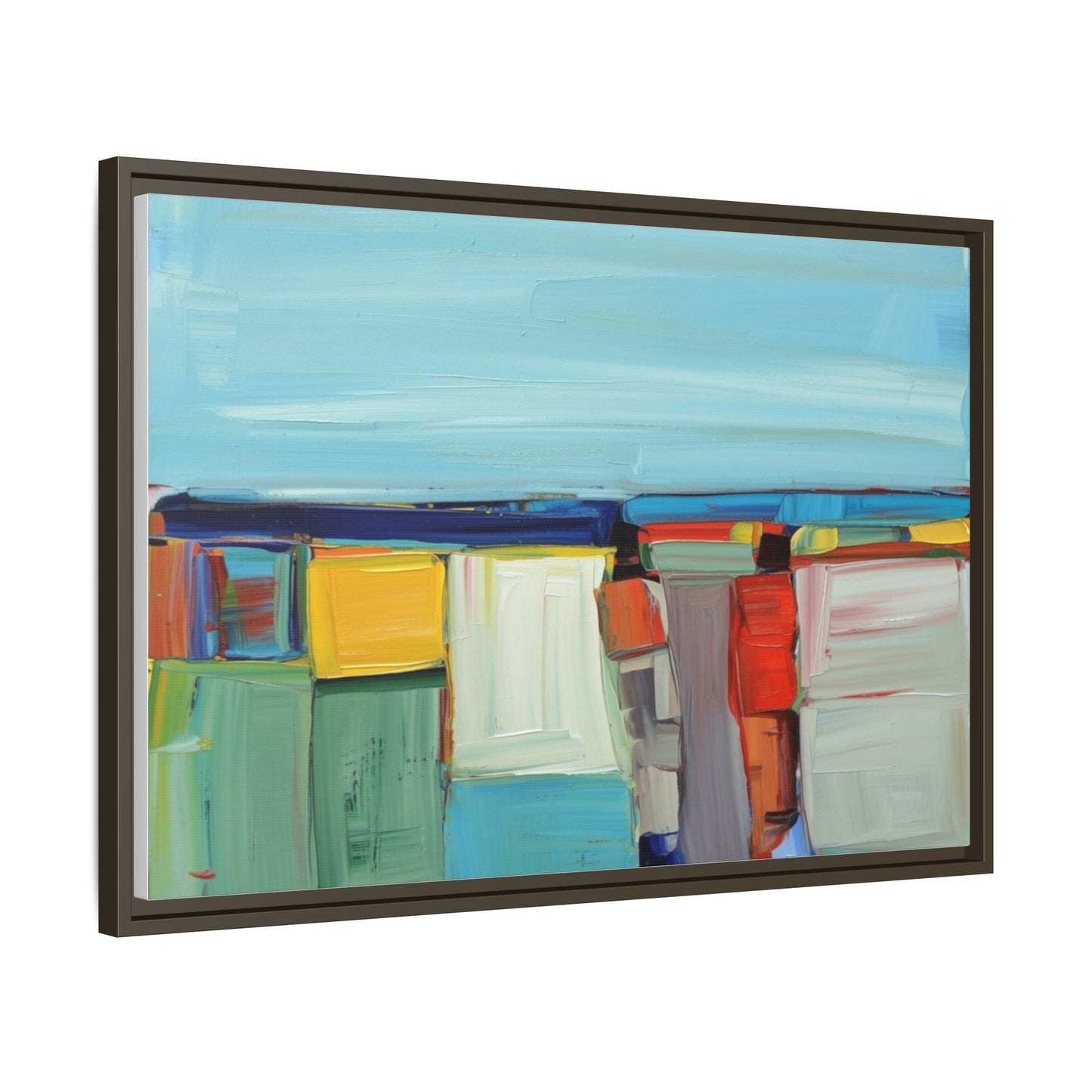 Abstract Coastal Blocks Matte Canvas Print (Framed)