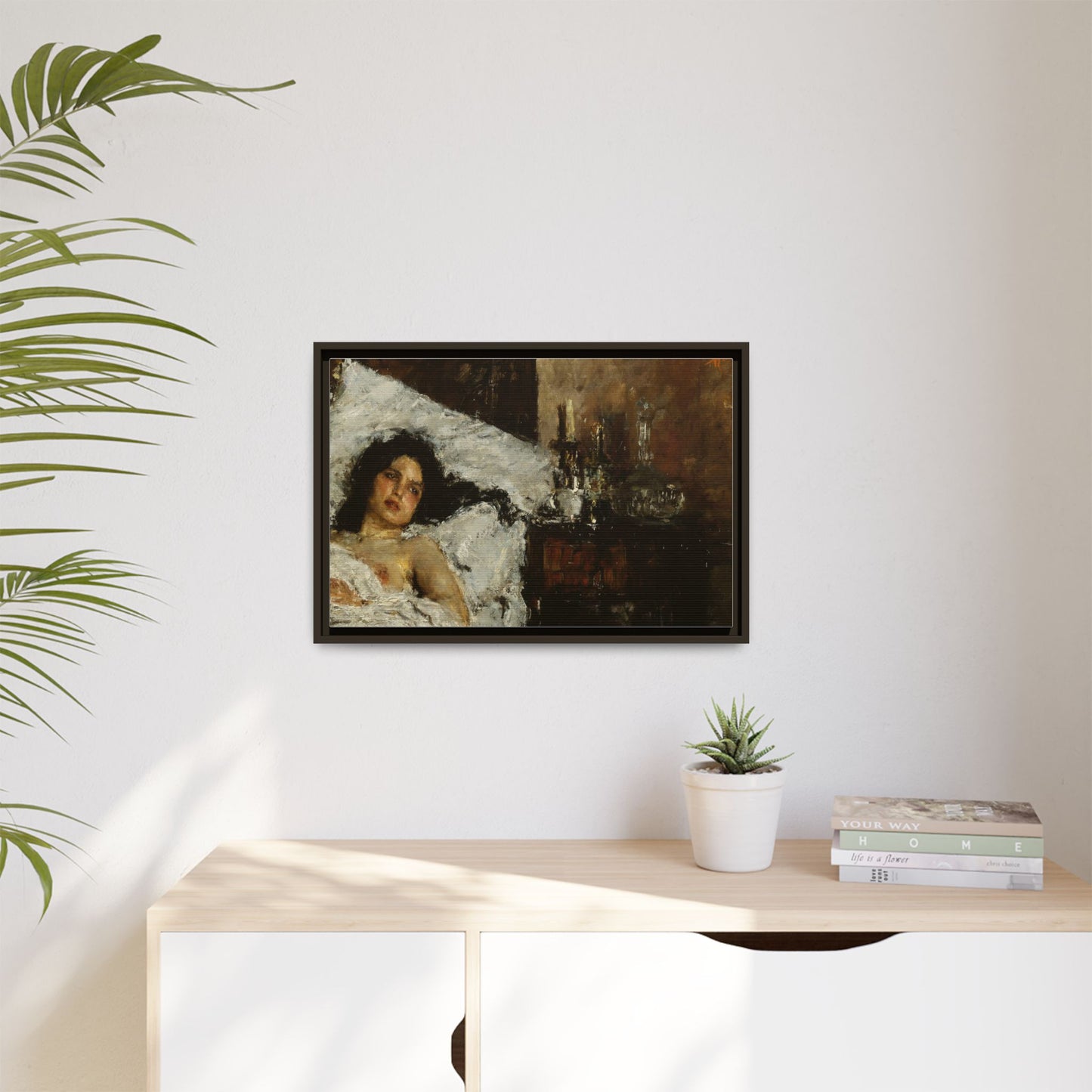 Resting by Antonio Mancini Framed Matte Canvas Wall Art Print
