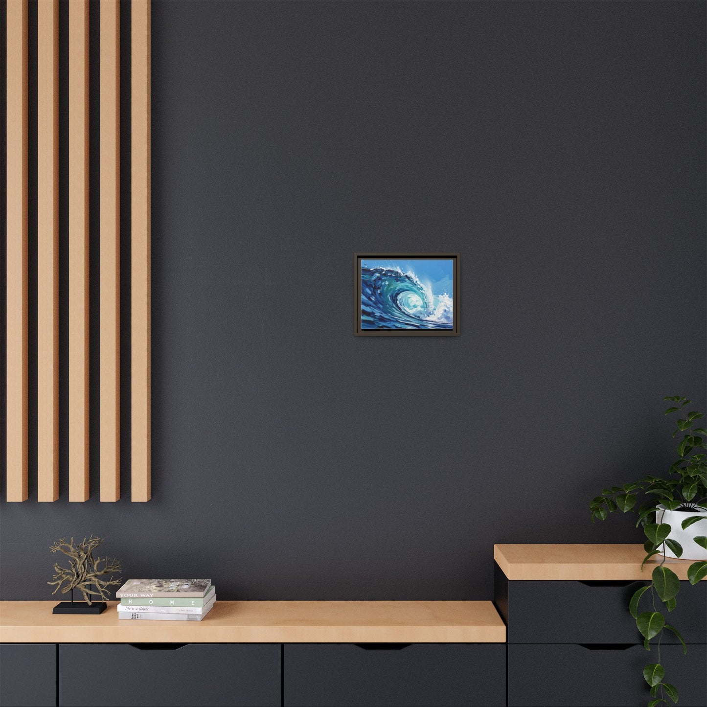 Framed Matte Canvas Wave Art — Blue Ocean Surf Wall Decor