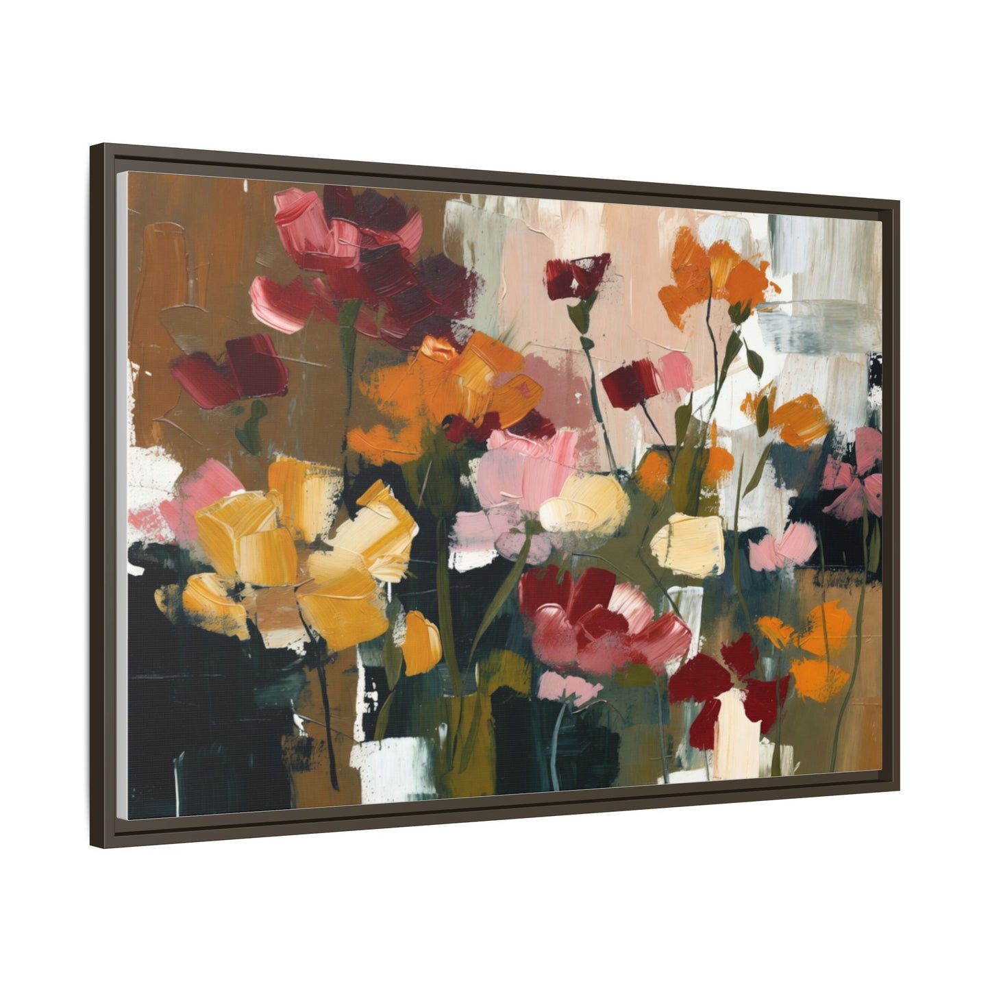 Framed Matte Canvas Floral Abstract Wall Art