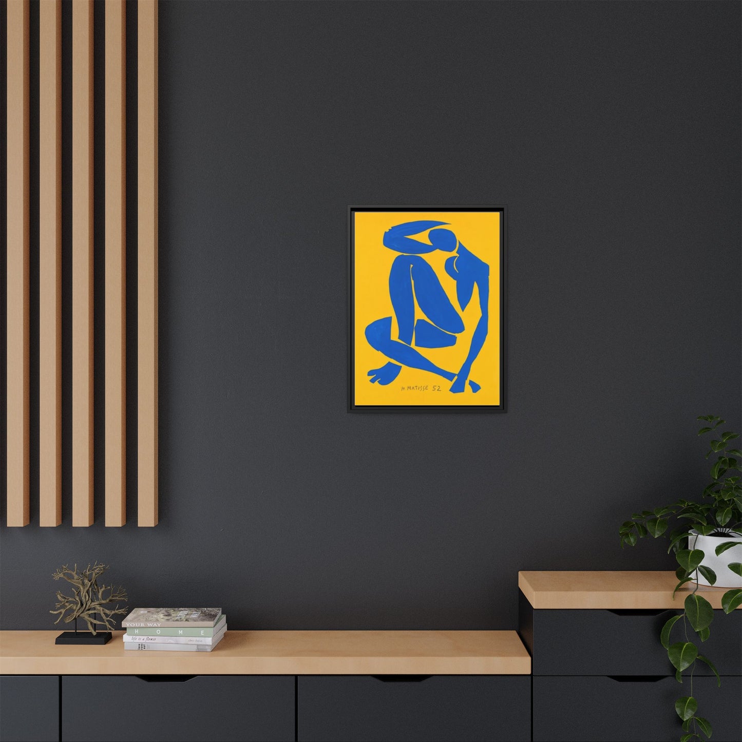Abstract Blue Nude Matte Canvas Wall Art, Framed
