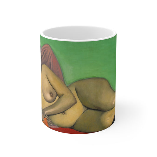 Nude Repose Art Mug — Vintage Figurative Painting 11oz Ceramic