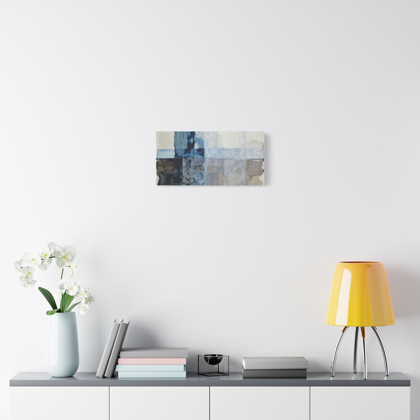 Abstract Blue Geometric Canvas Art — Stretched Matte Wall Decor