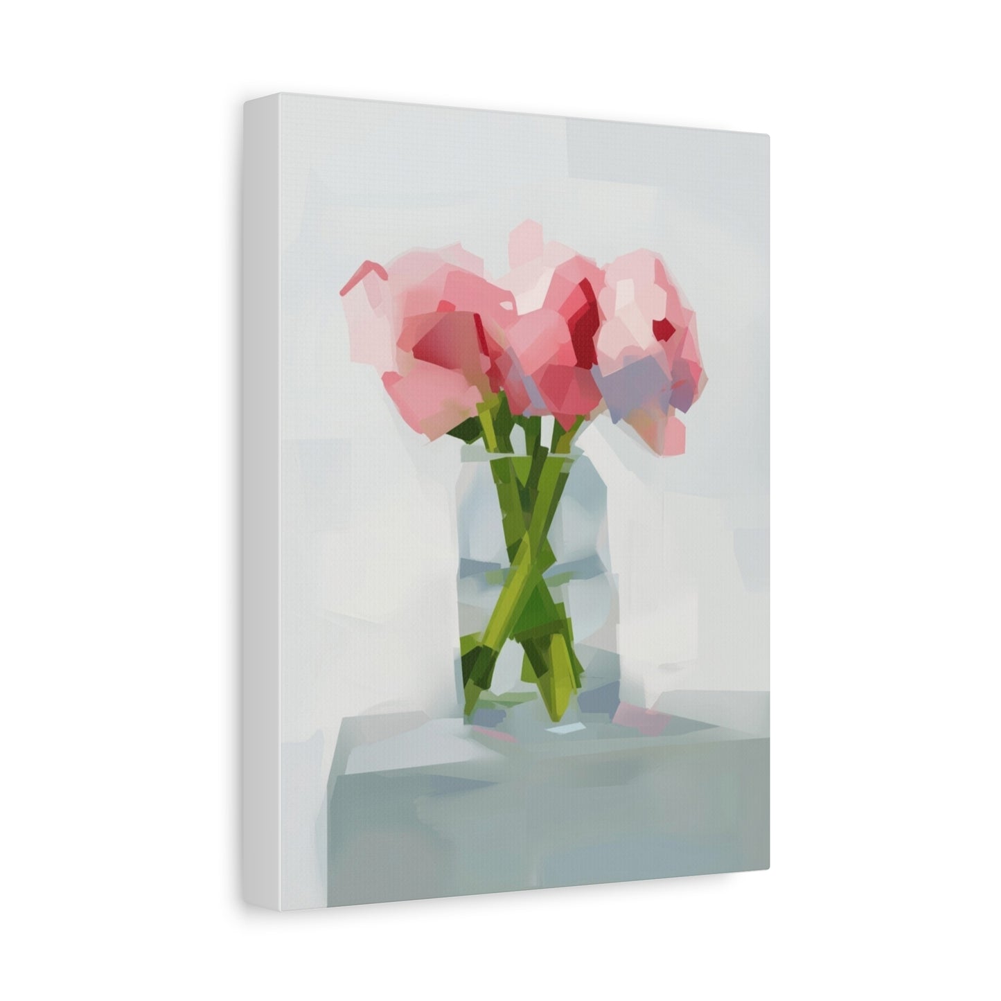 Pink Peonies Vase Canvas Art — Stretched Matte Wall Decor