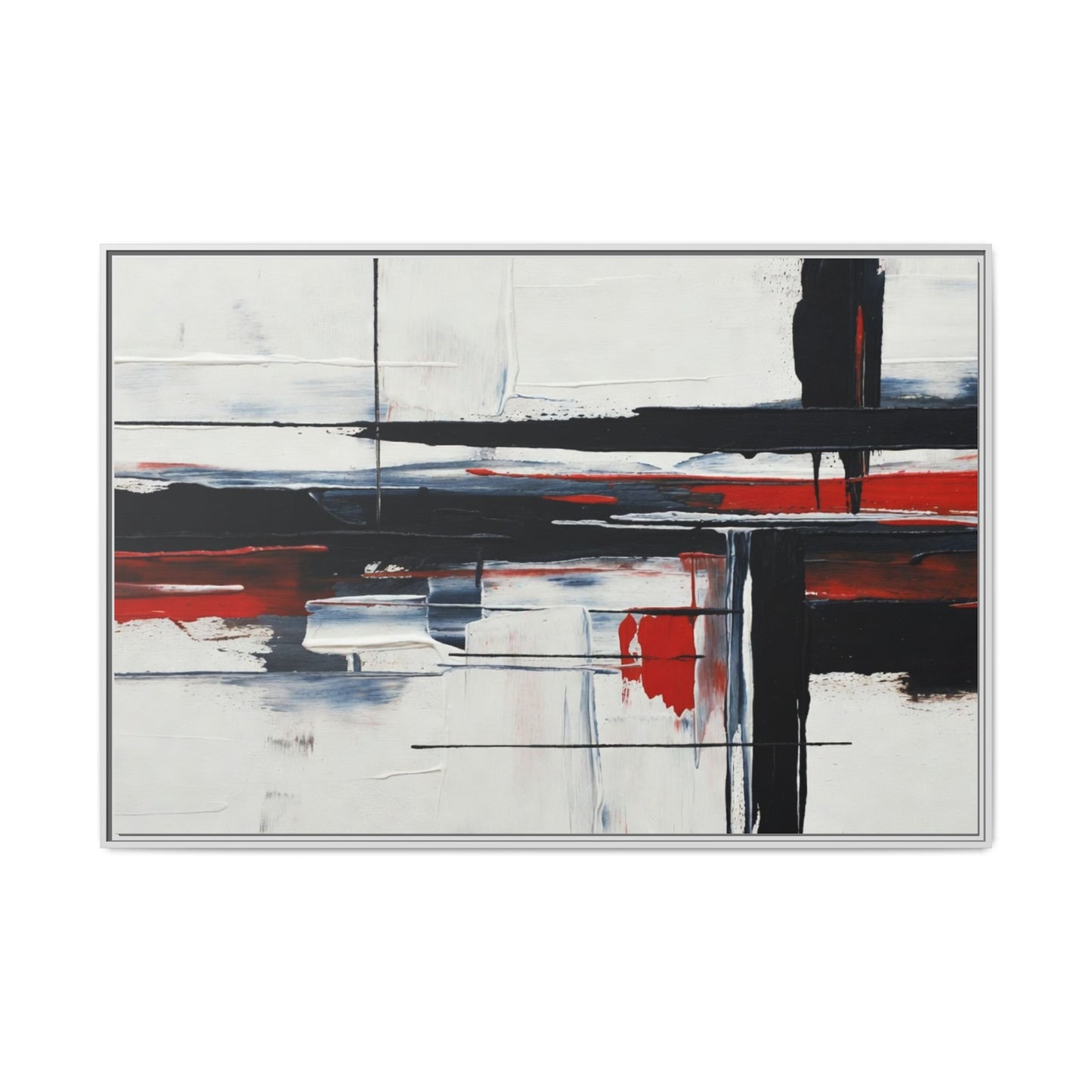 Abstract Red & Black Framed Canvas Art — Modern Matte Wall Painting