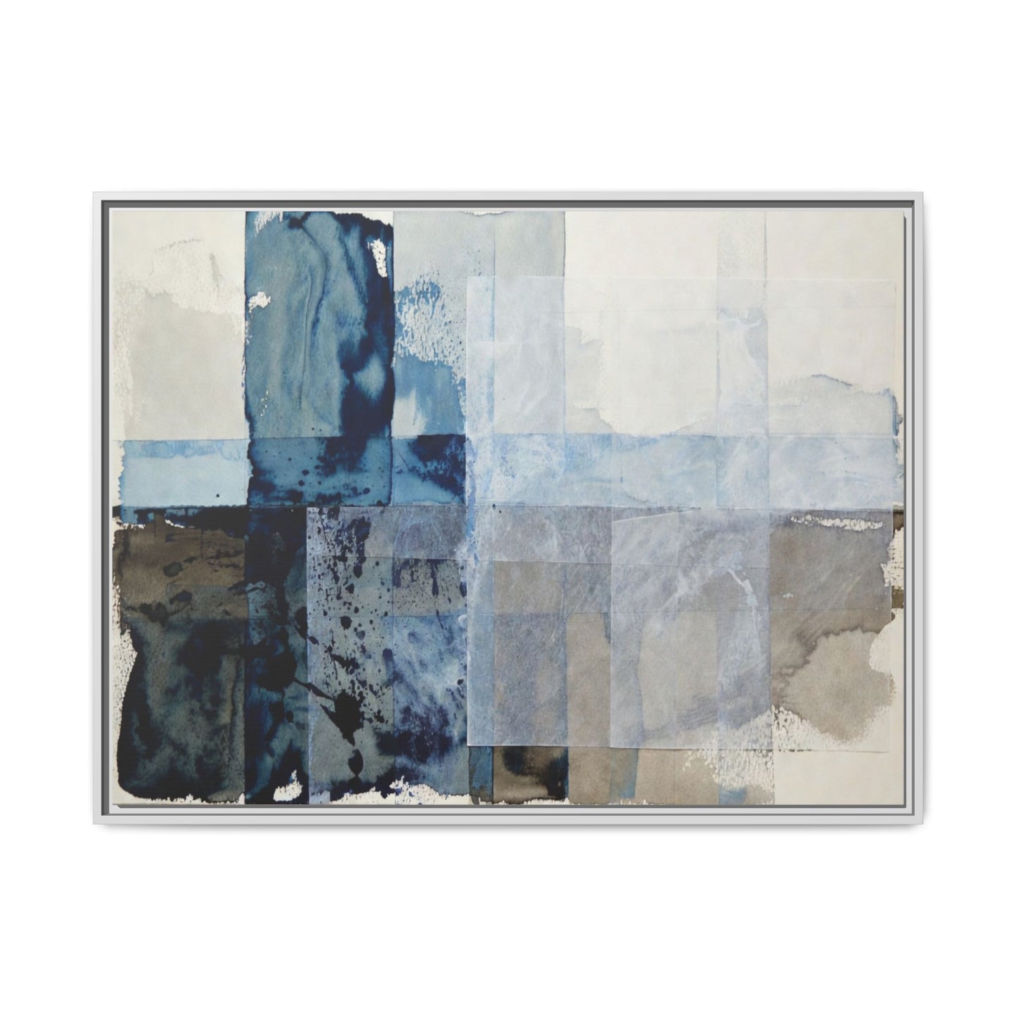 Abstract Coastal Blue Framed Canvas Art