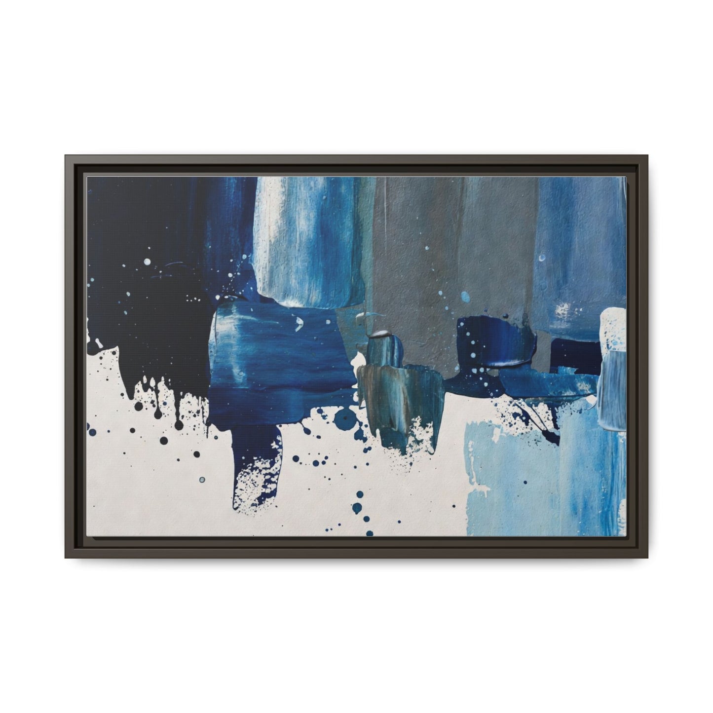 Abstract Blue Ocean Matte Canvas Framed Wall Art