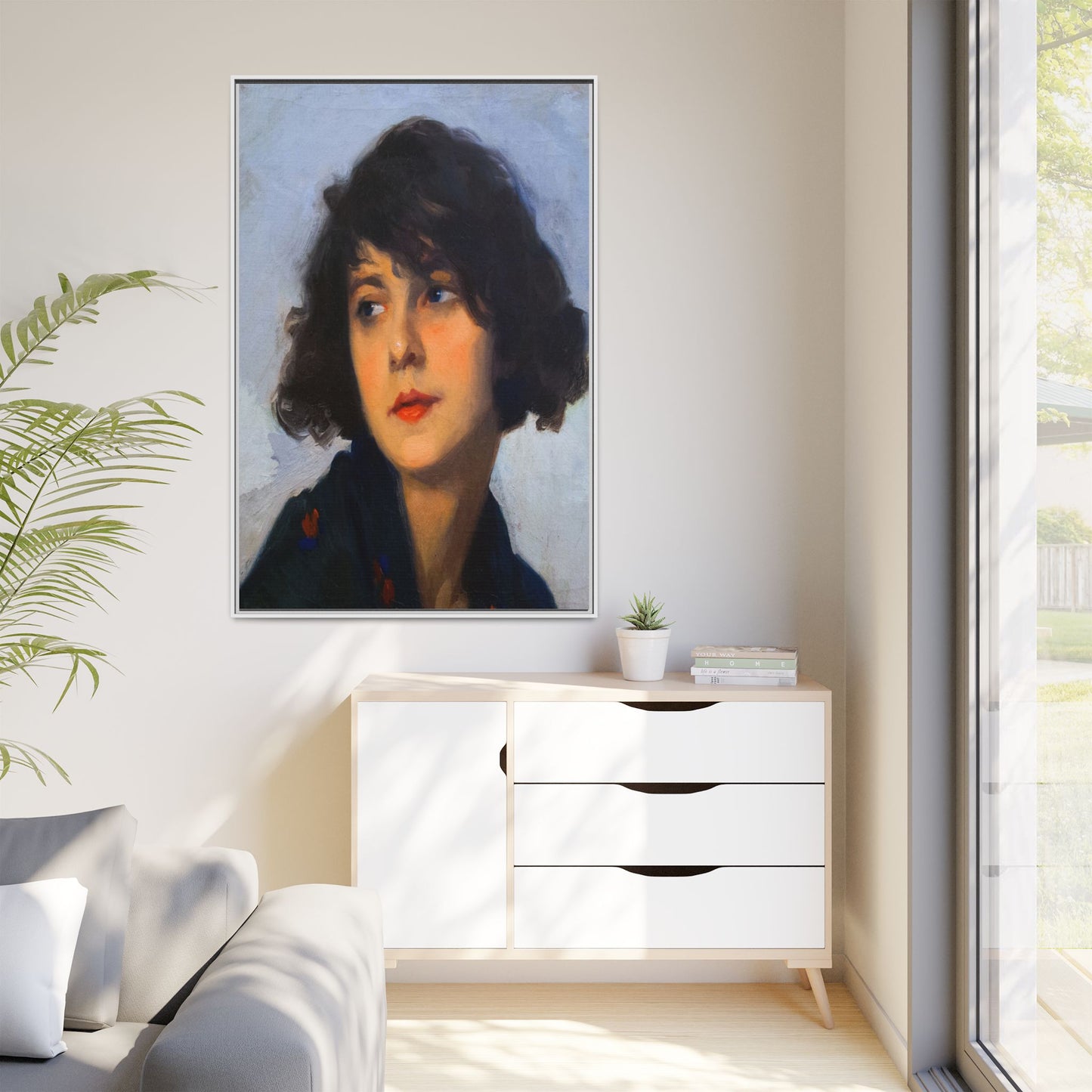 Mulher do chale verde (cropped) by Cyprien Eugene Boulet Framed Matte Canvas Print