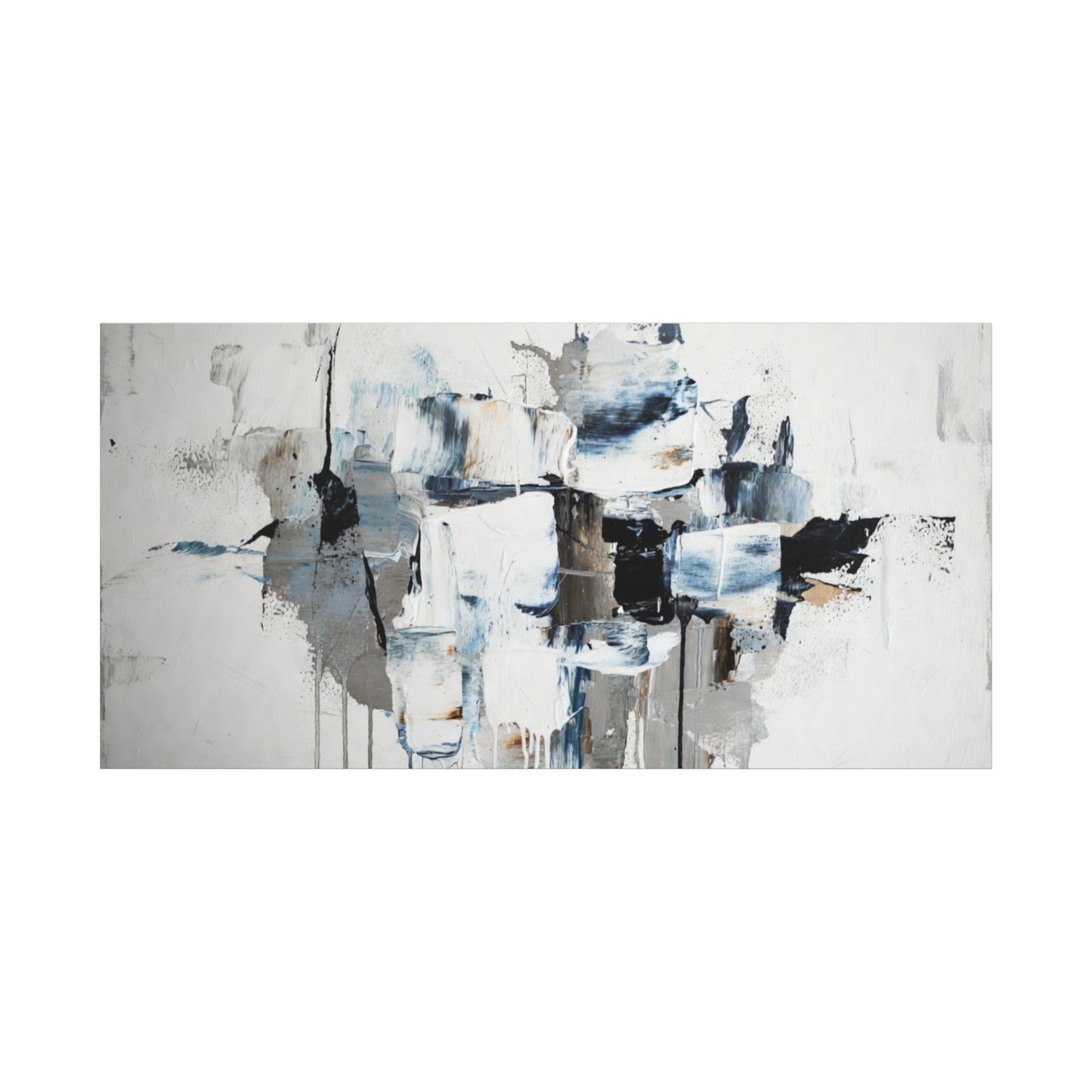 Abstract Blue & Gray Canvas Wall Art — Stretched Matte Canvas
