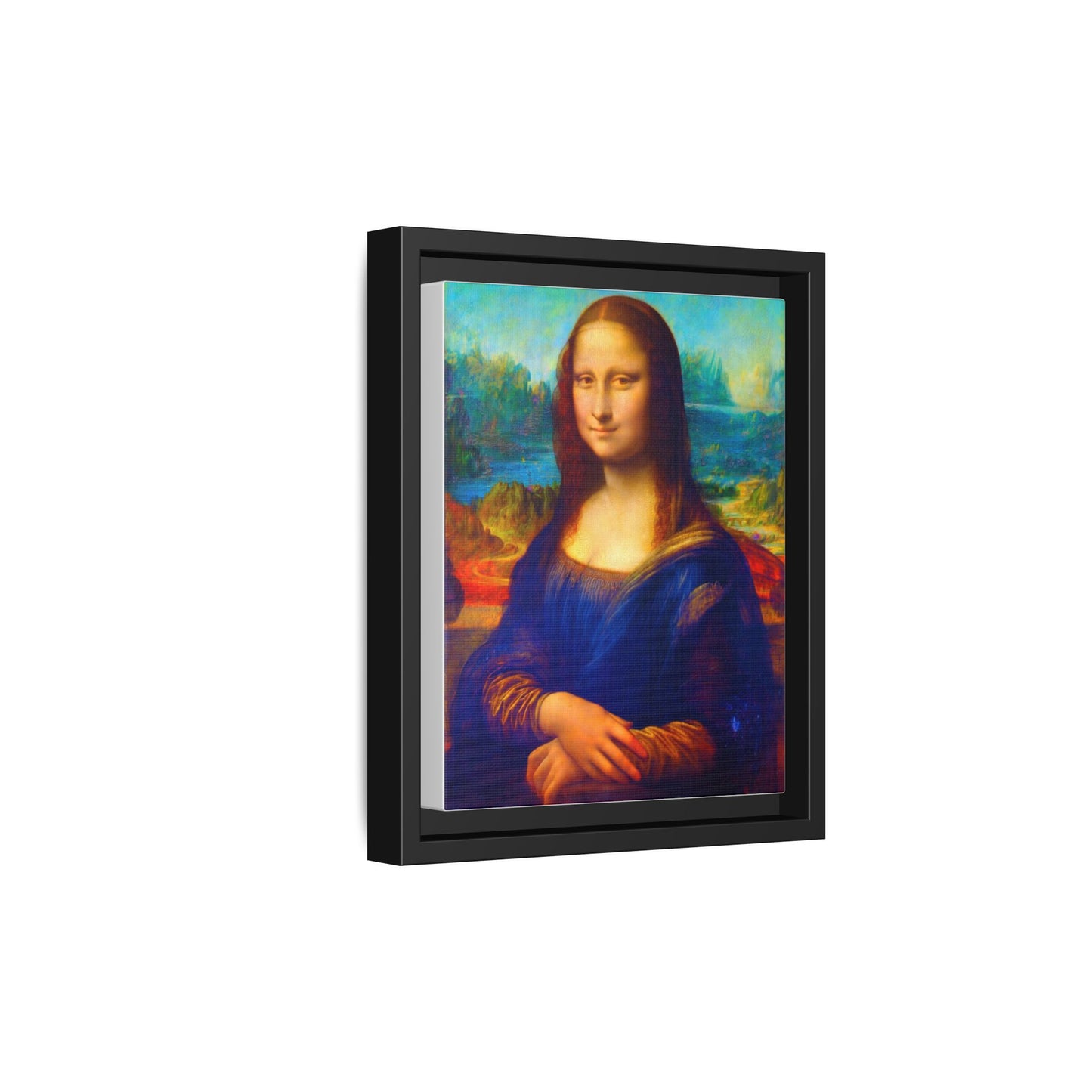 Framed Matte Canvas Print — Colorful Mona Lisa Wall Art