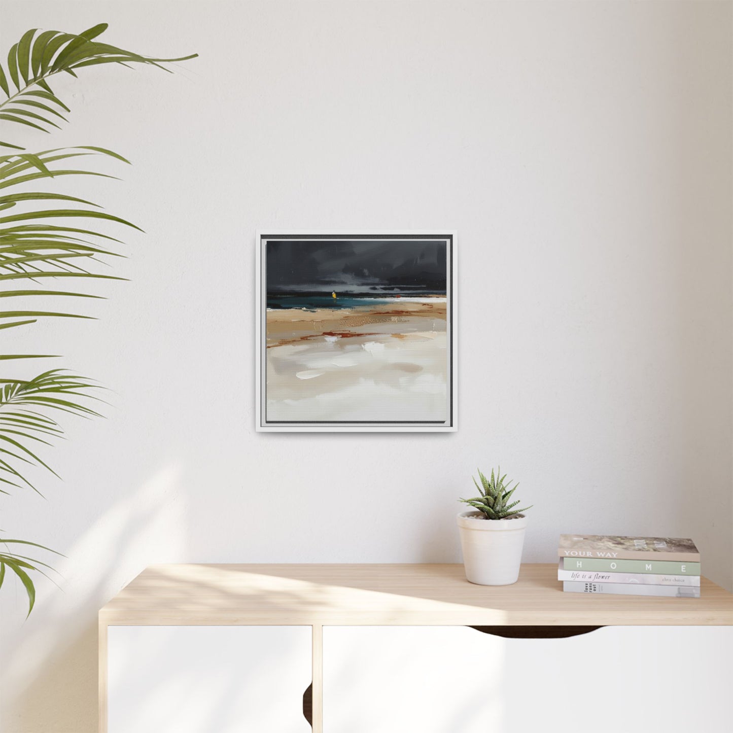 Framed Matte Canvas Beachscape Art Print — Coastal Abstract Wall Decor