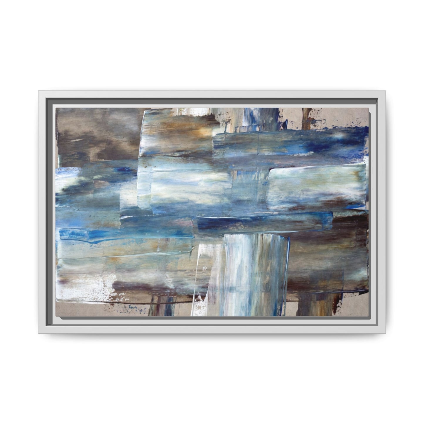 Abstract Blue Coastal Matte Canvas Framed Wall Art