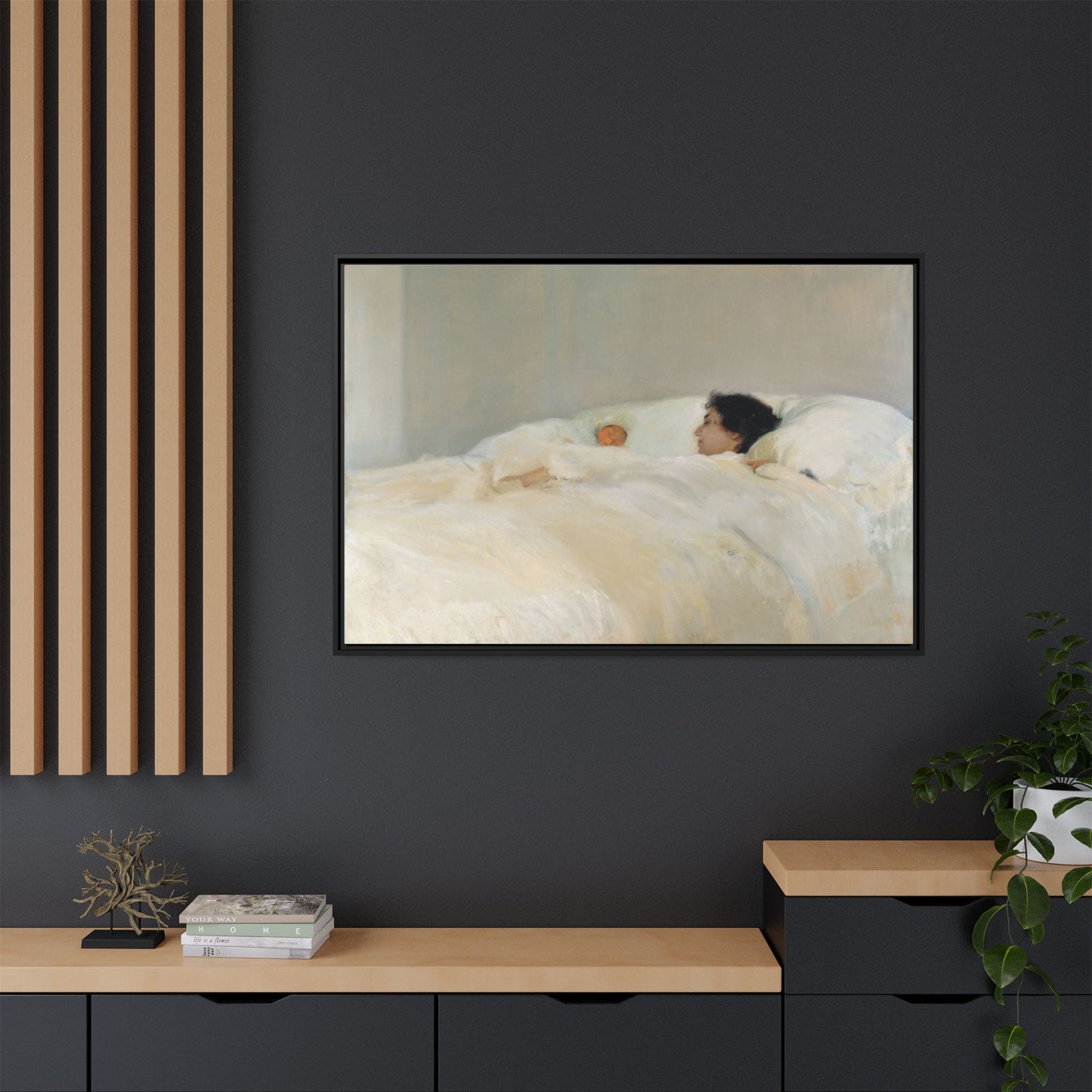 Mother by Joaquin Sorolla y Bastida Framed Matte Canvas Wall Art Print