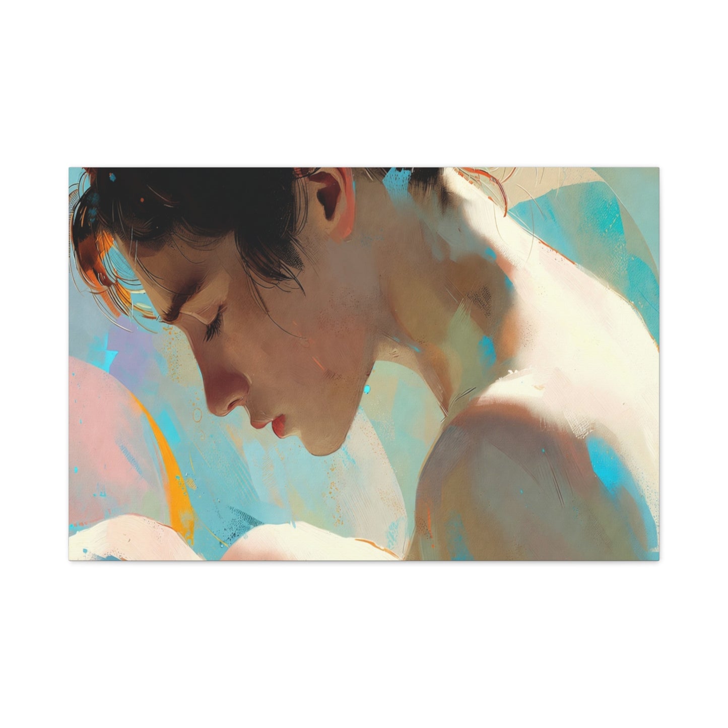 Dreamy Portrait Matte Canvas Print — Serene Female Profile Wall Art, Stretched 1.25"