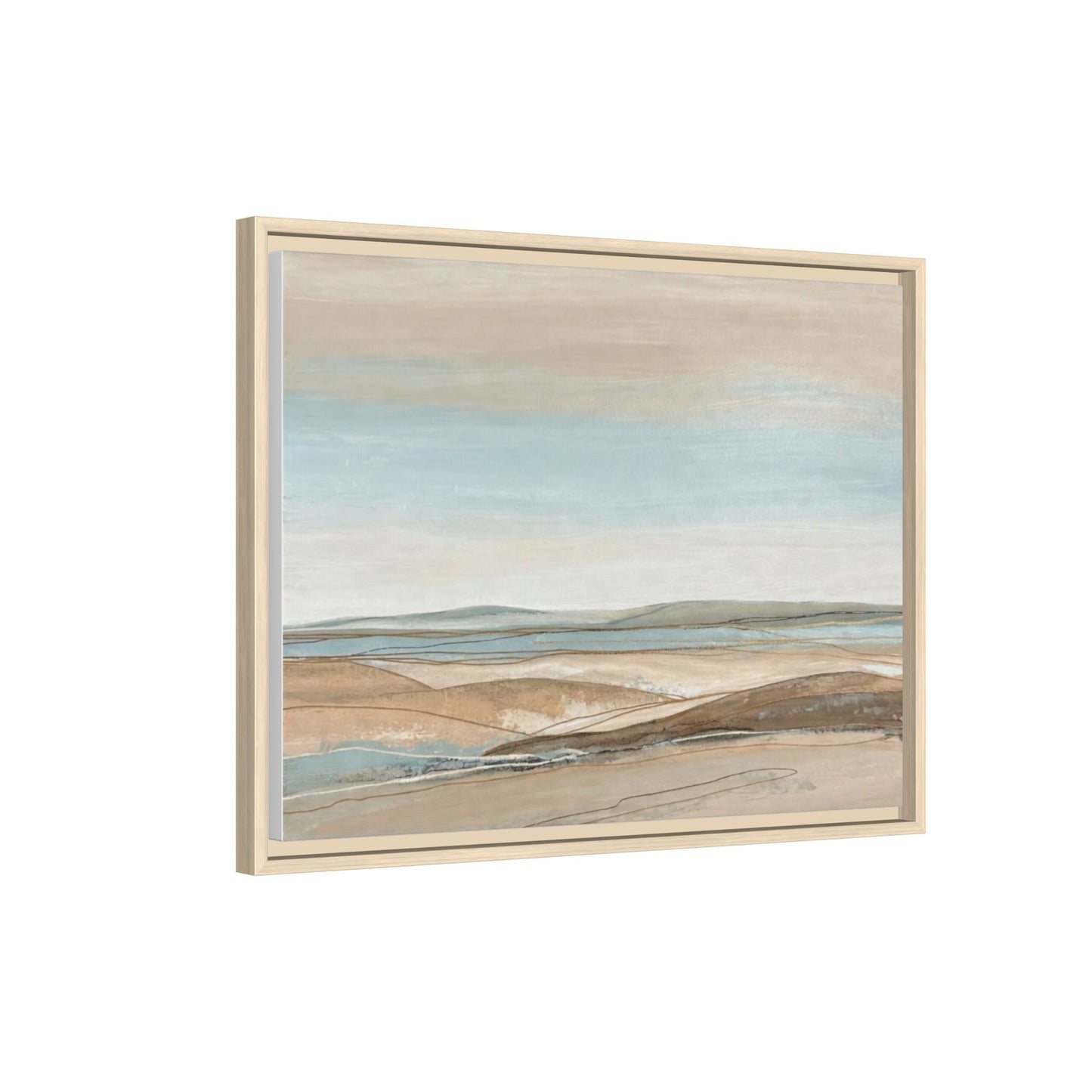 Framed Abstract Landscape Matte Canvas — Serene Coastal Horizon Wall Art