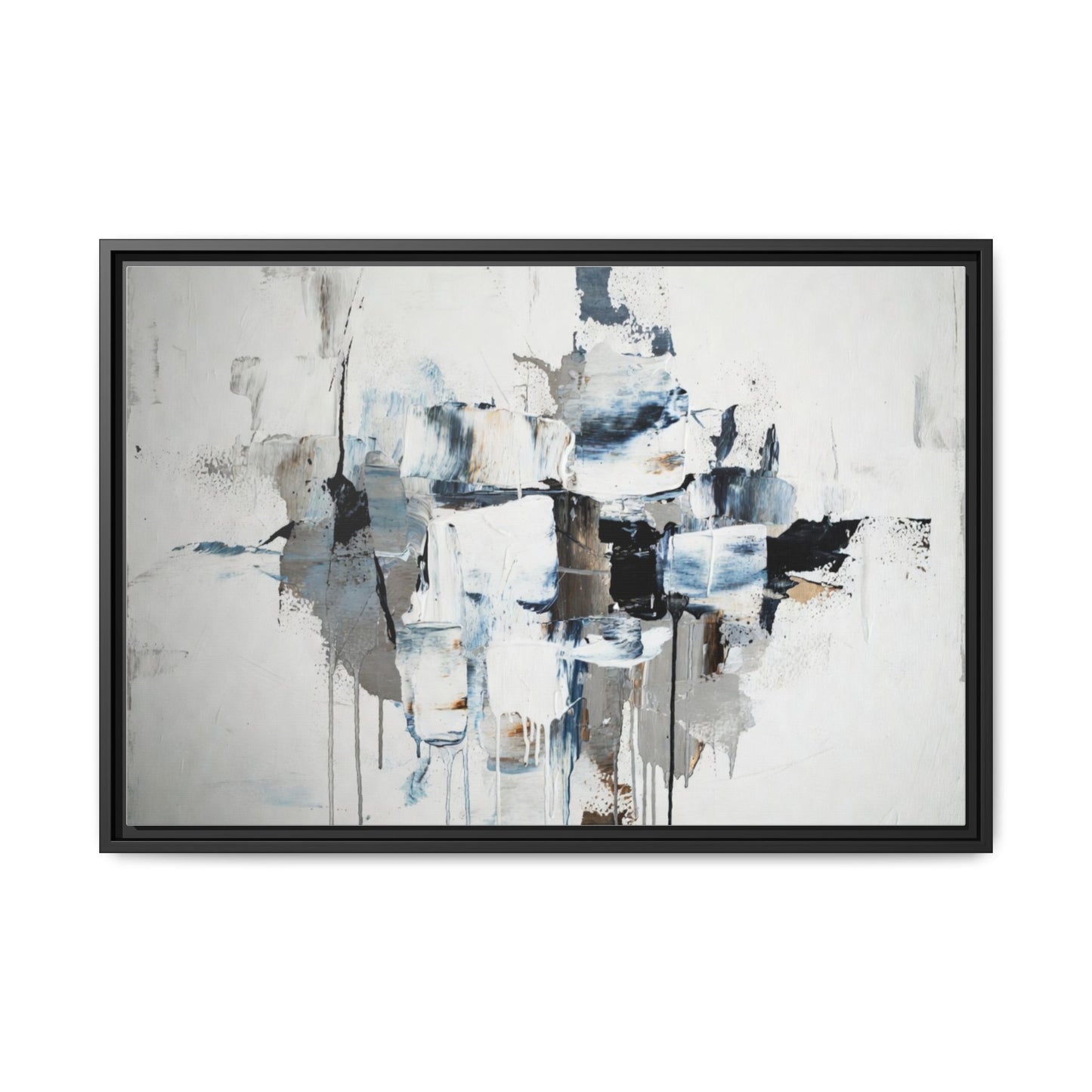 Framed Abstract Canvas Art — Blue Neutral Modern Wall Print