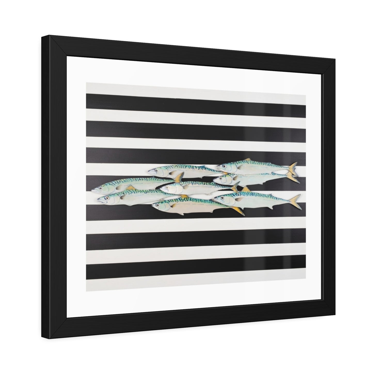 Framed Poster – Striped School of Fish Nautical Wall Art