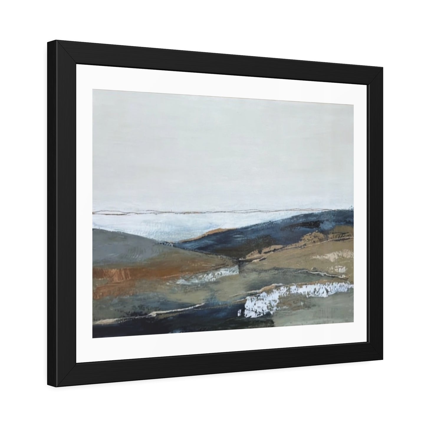 Framed Abstract Landscape Print — Calming Coastal Wall Art Poster