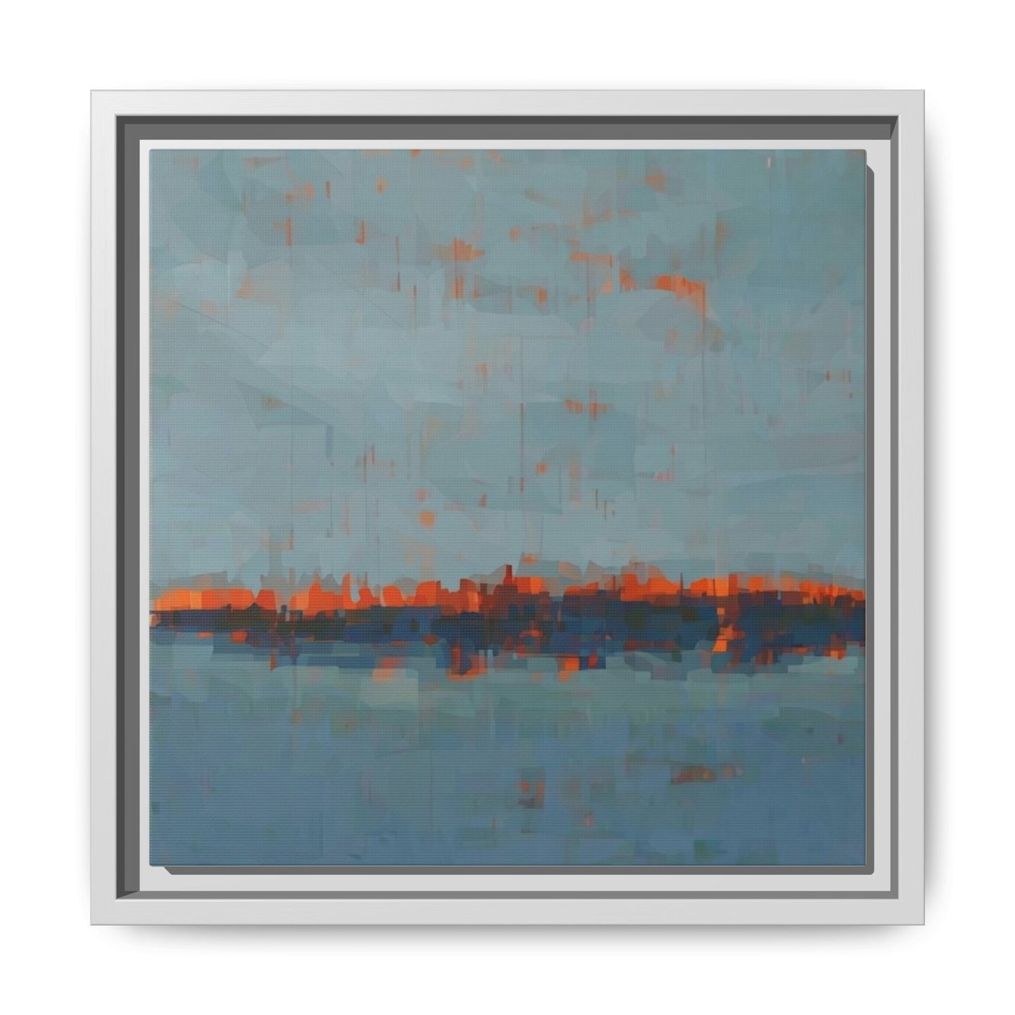 Framed Canvas Art — Teal & Orange Abstract Seascape