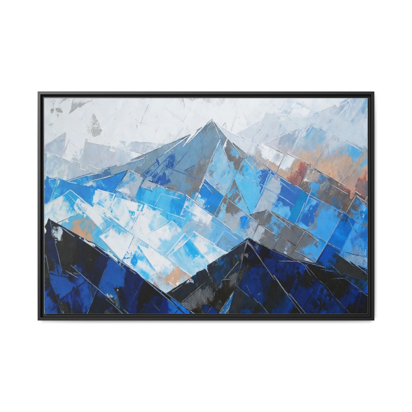 Framed Matte Canvas Blue Mountain Abstract Wall Art