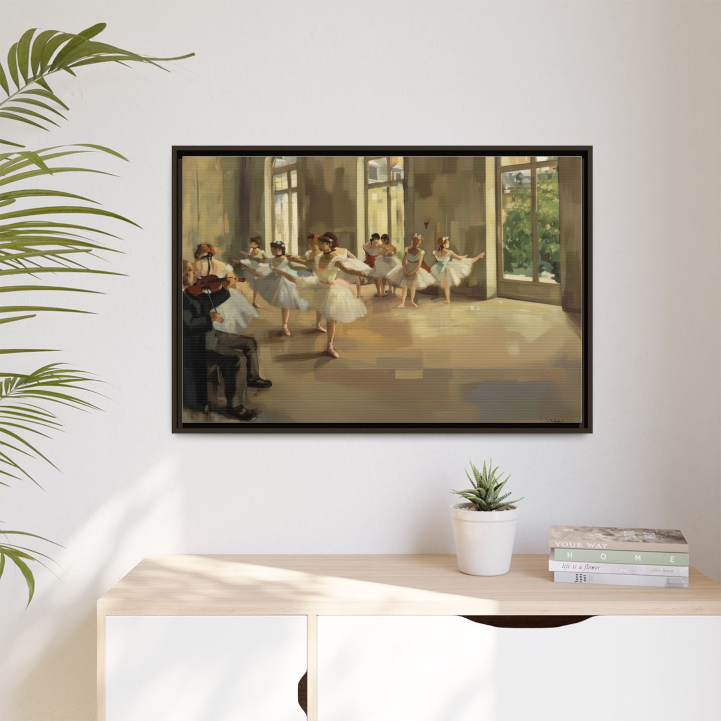 Framed Matte Canvas Print — Ballet Class Scene (Impressionist Dancers)