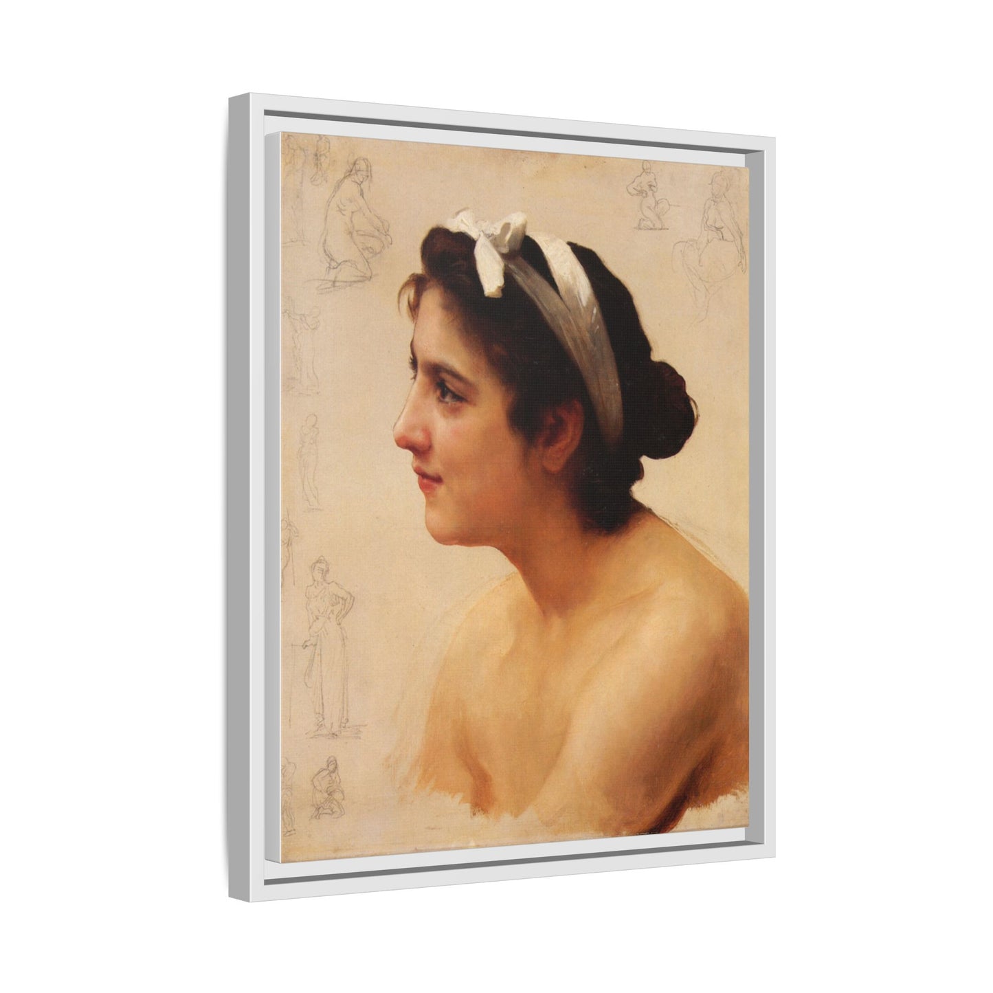 Study Of A Woman For Offering To Love by William Adolphe Bouguereau Framed Matte Canvas Print