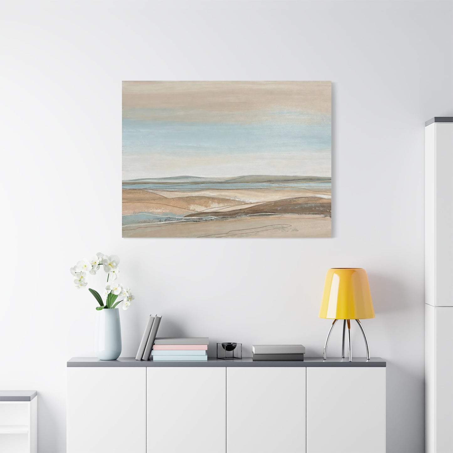 Coastal Pastel Landscape Canvas — Matte Stretched Wall Art