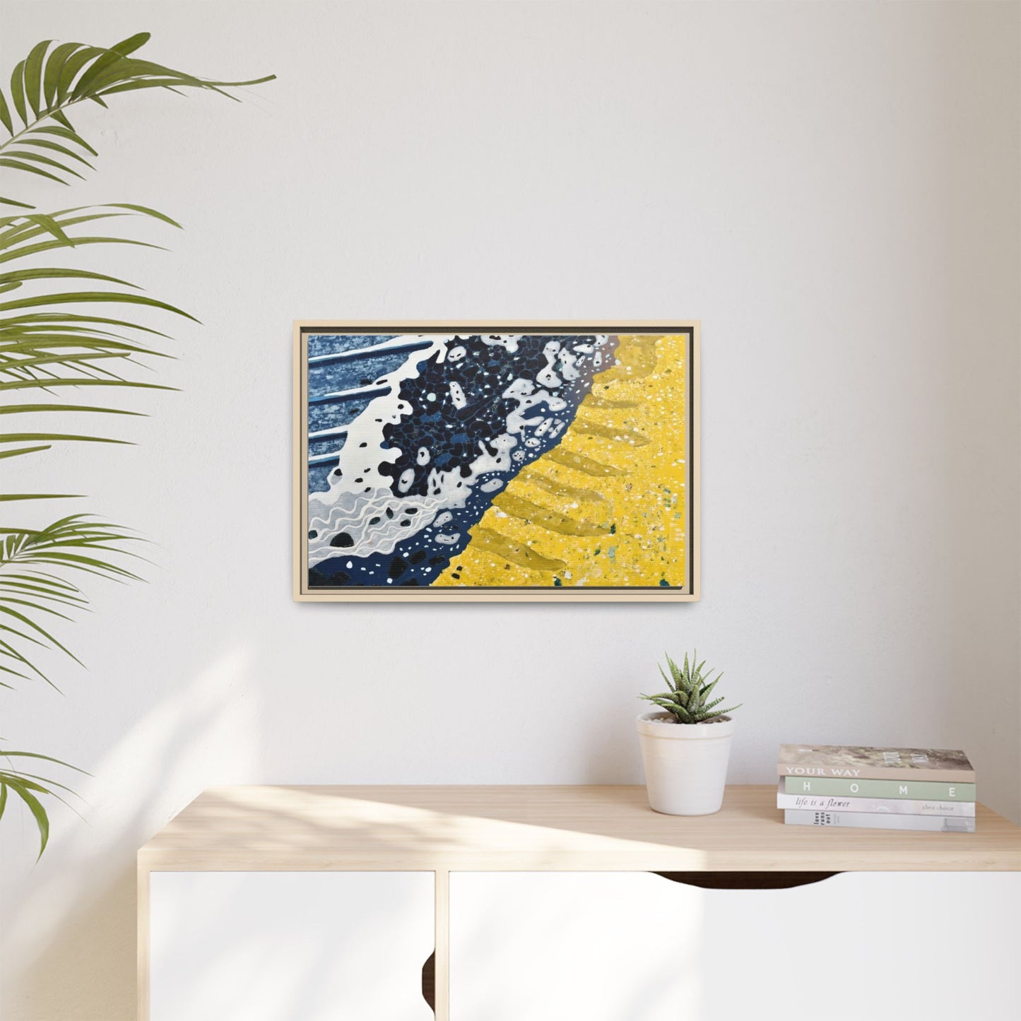 Framed Abstract Ocean & Sand Matte Canvas Print