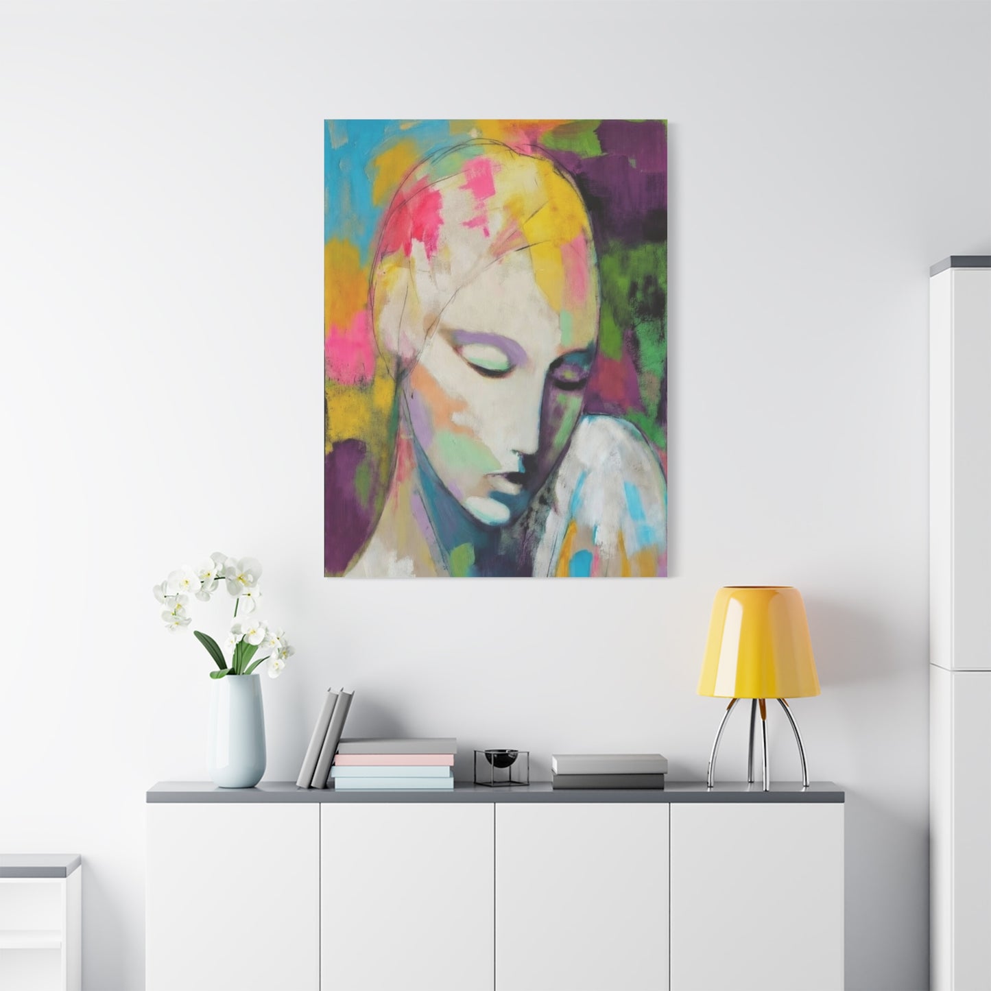 Abstract Angel Portrait Canvas - Colorful Modern Wall Art