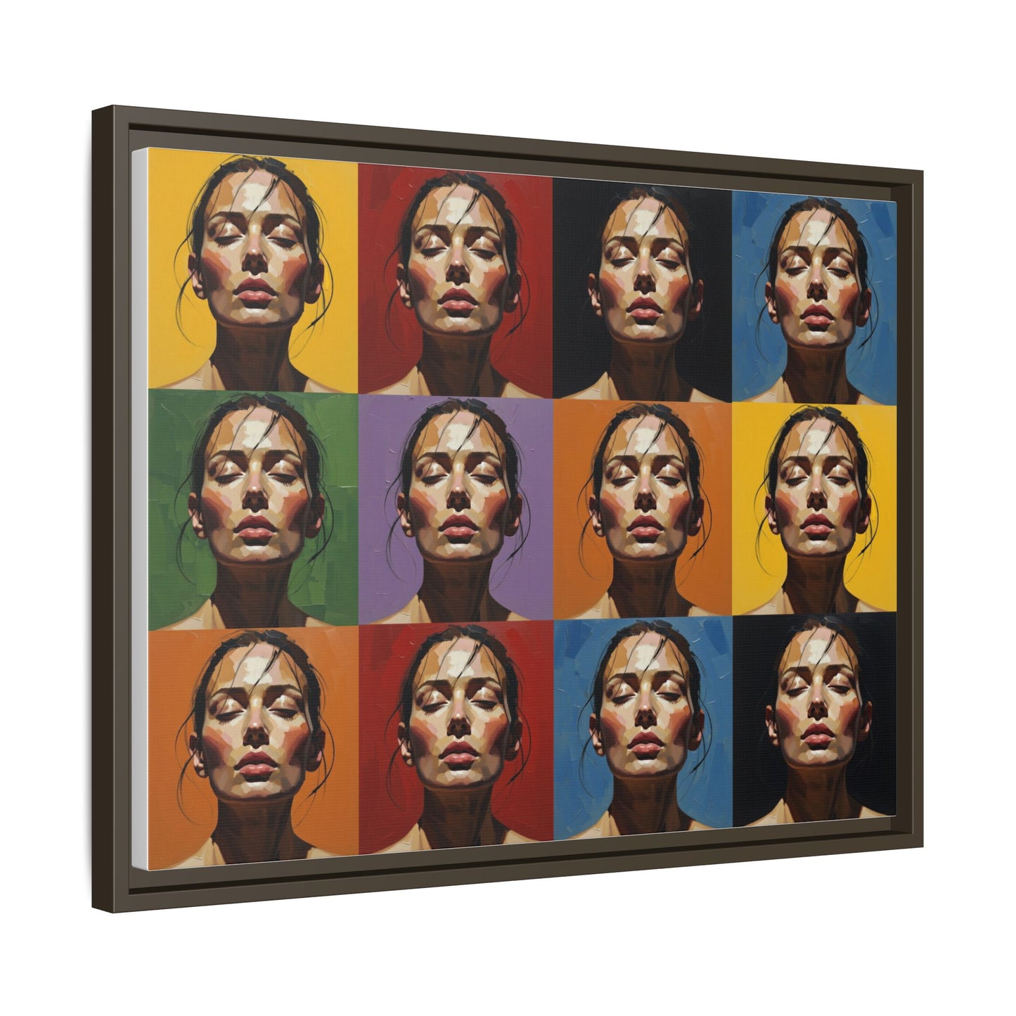 Pop Art Portrait Matte Canvas Print — Framed Multi-Color Grid