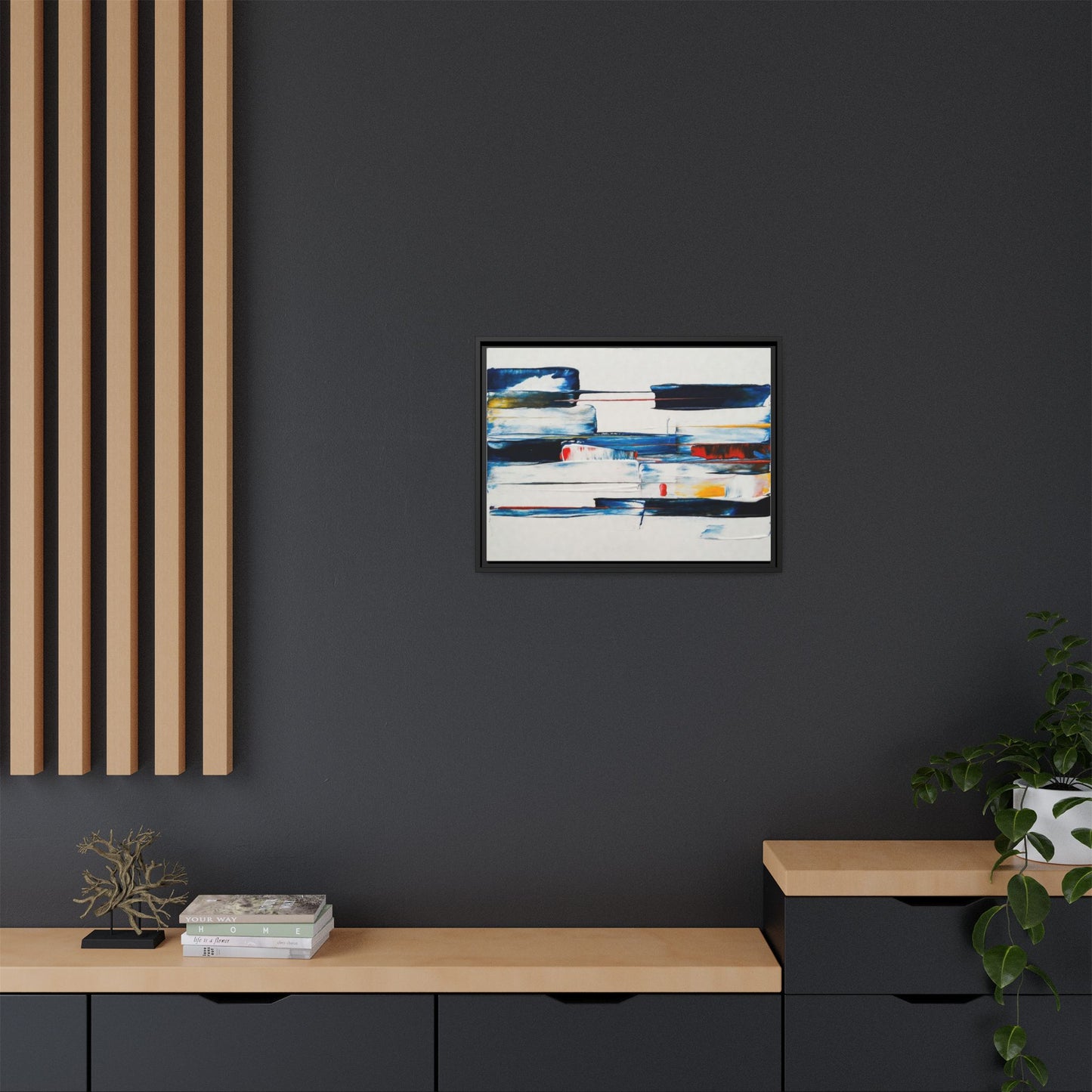 Abstract Coastal Brushstrokes Framed Canvas Print