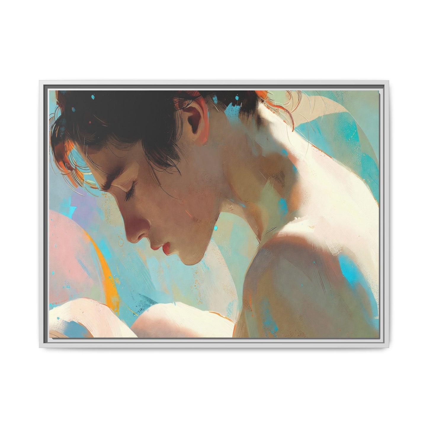 Framed Matte Canvas Print — Dreamy Portrait Art (Multi‑Color)