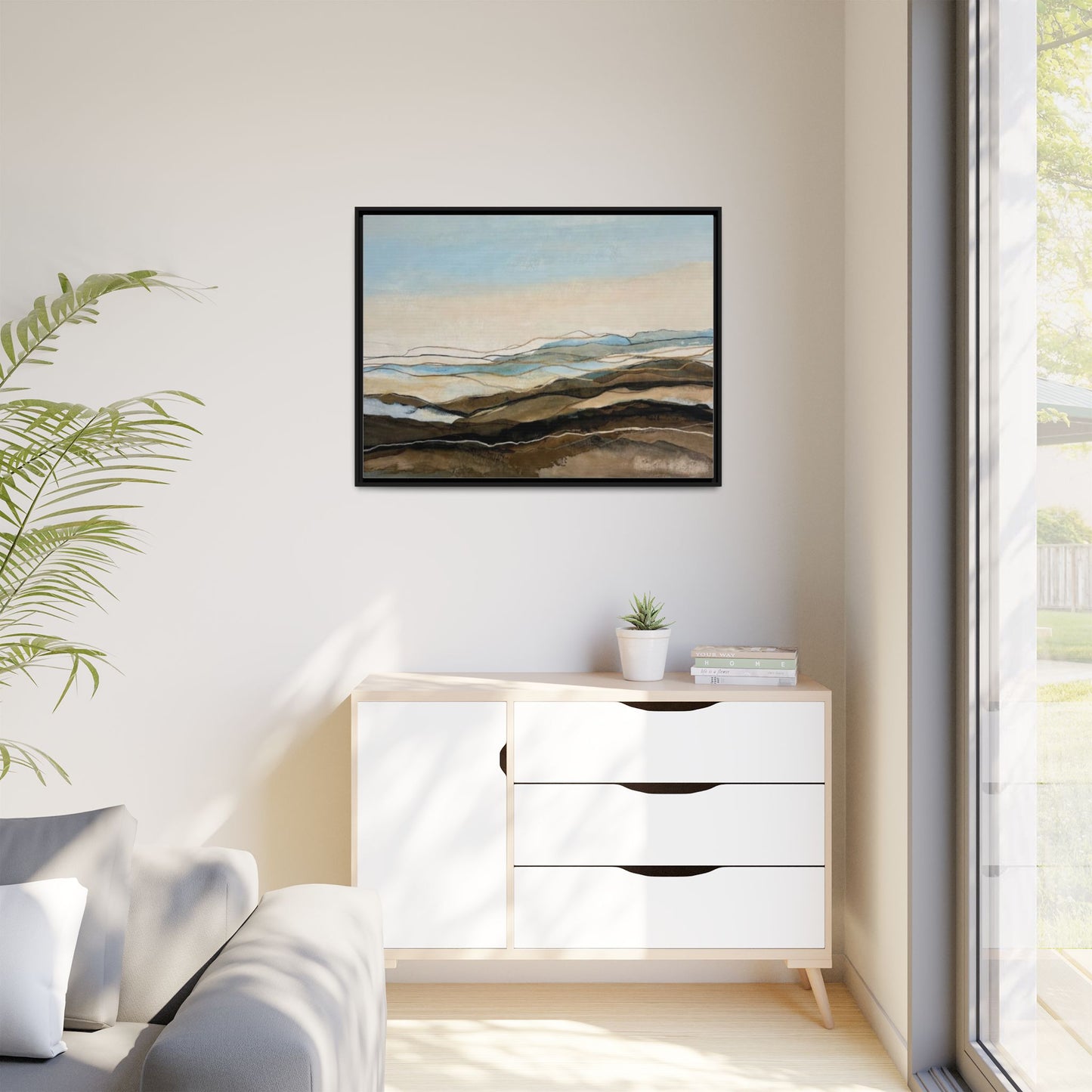 Framed Matte Canvas Print — Abstract Coastal Landscape Wall Art