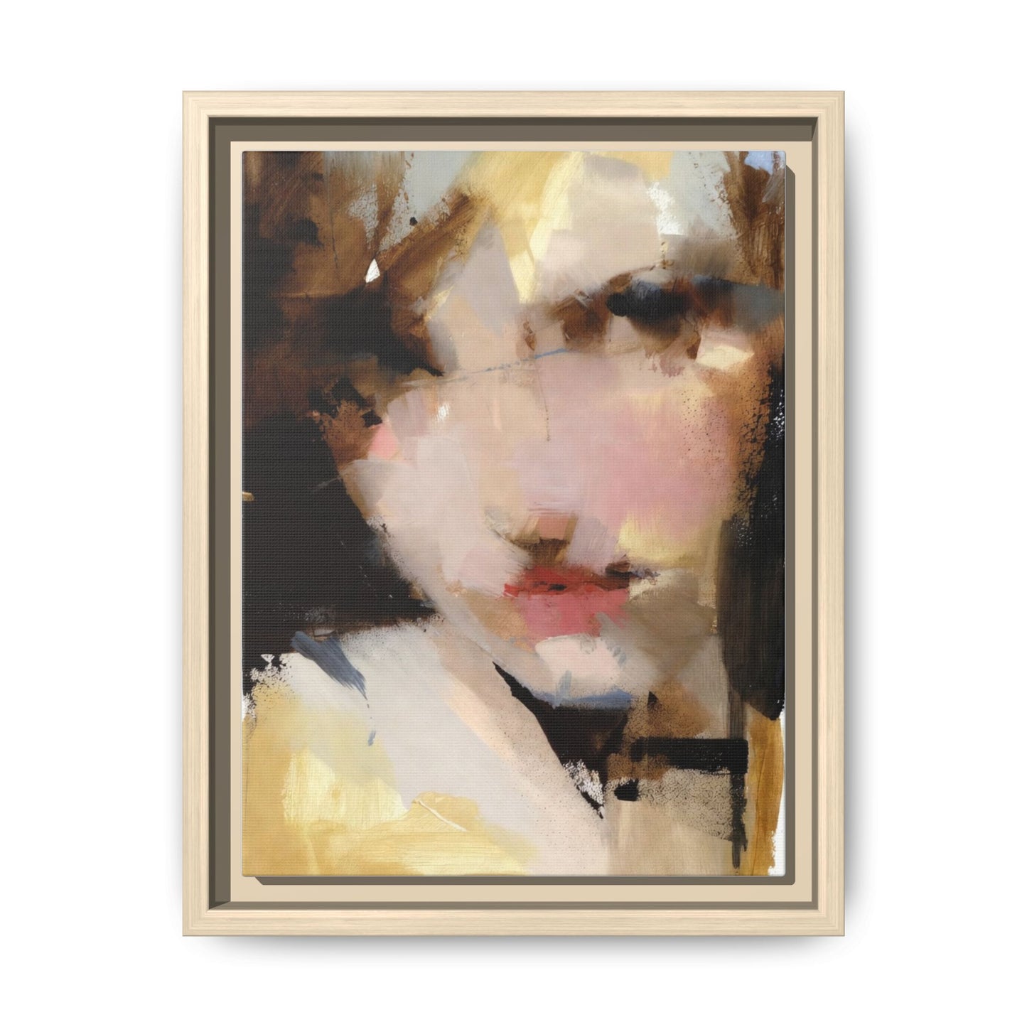 Abstract Portrait Matte Canvas Framed Print — Modern Feminine Wall Art