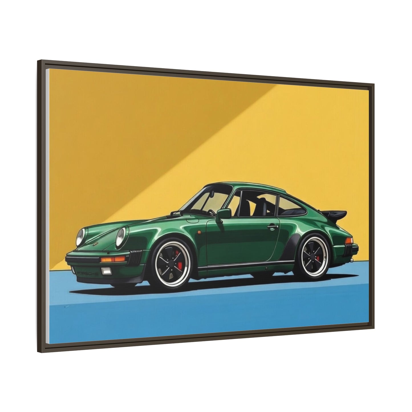 Framed Matte Canvas — Green Sports Car Wall Art