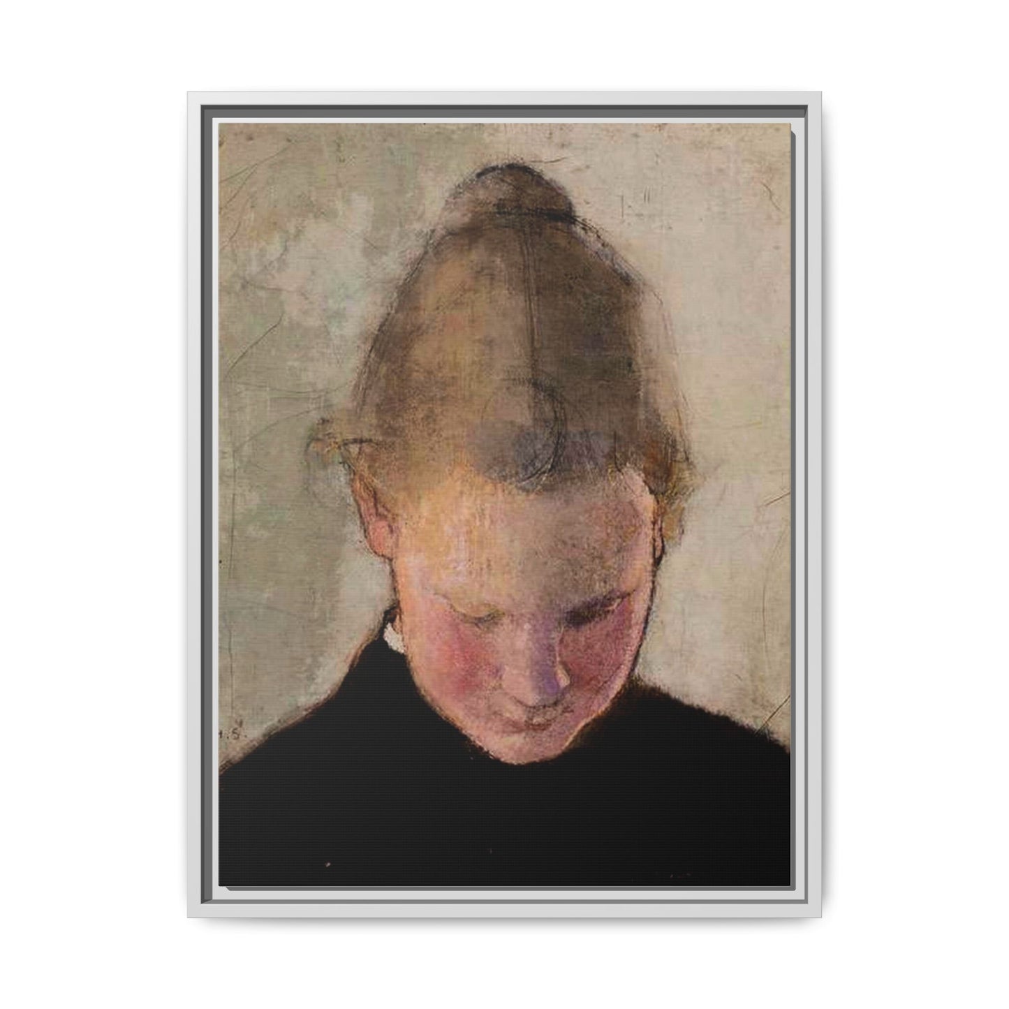 Lukeva tytto by Helena Schjerfbeck Framed Matte Canvas Art Print