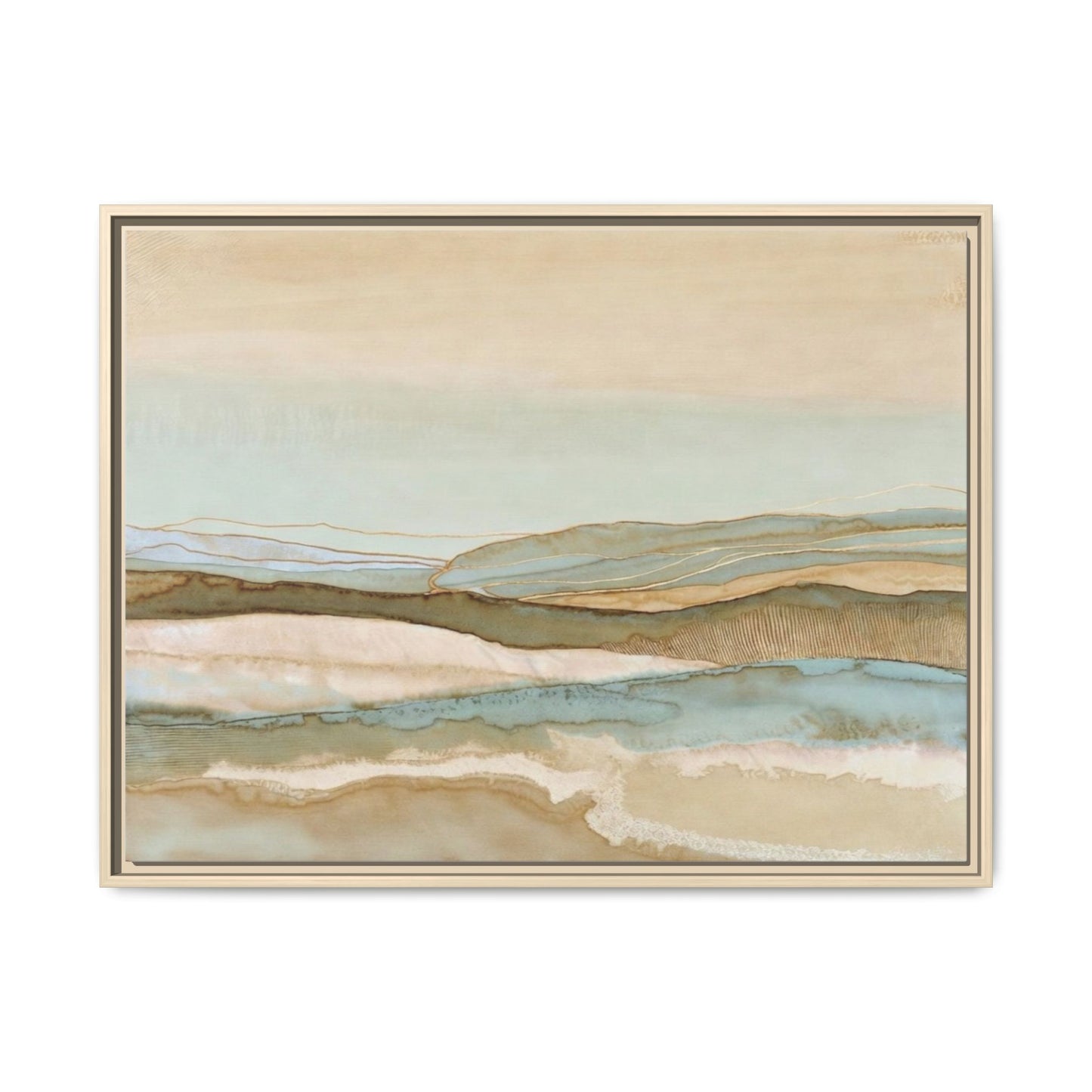 Framed Matte Canvas Coastal Abstract Landscape Wall Art