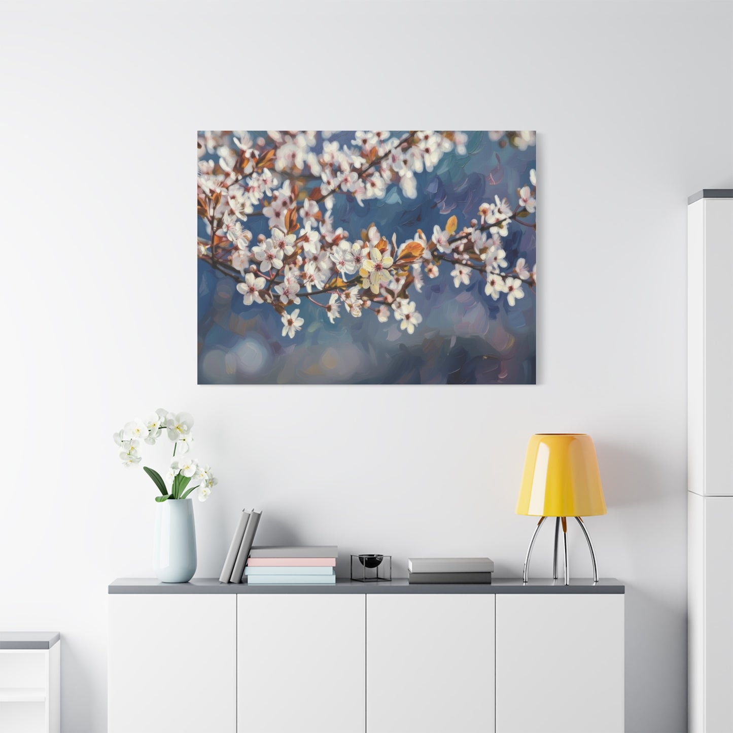 Cherry Blossom Branch Matte Canvas Wall Art — Spring Floral Print