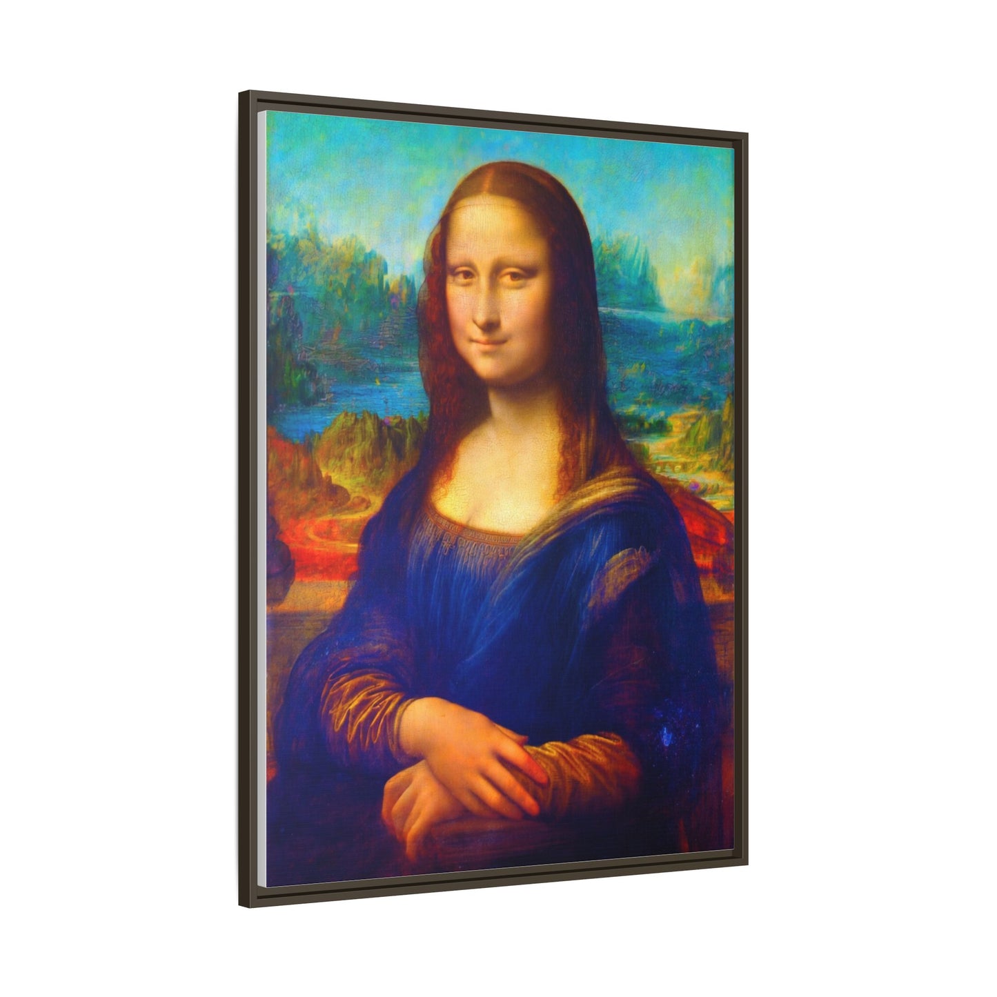 Framed Matte Canvas Print — Colorful Mona Lisa Wall Art