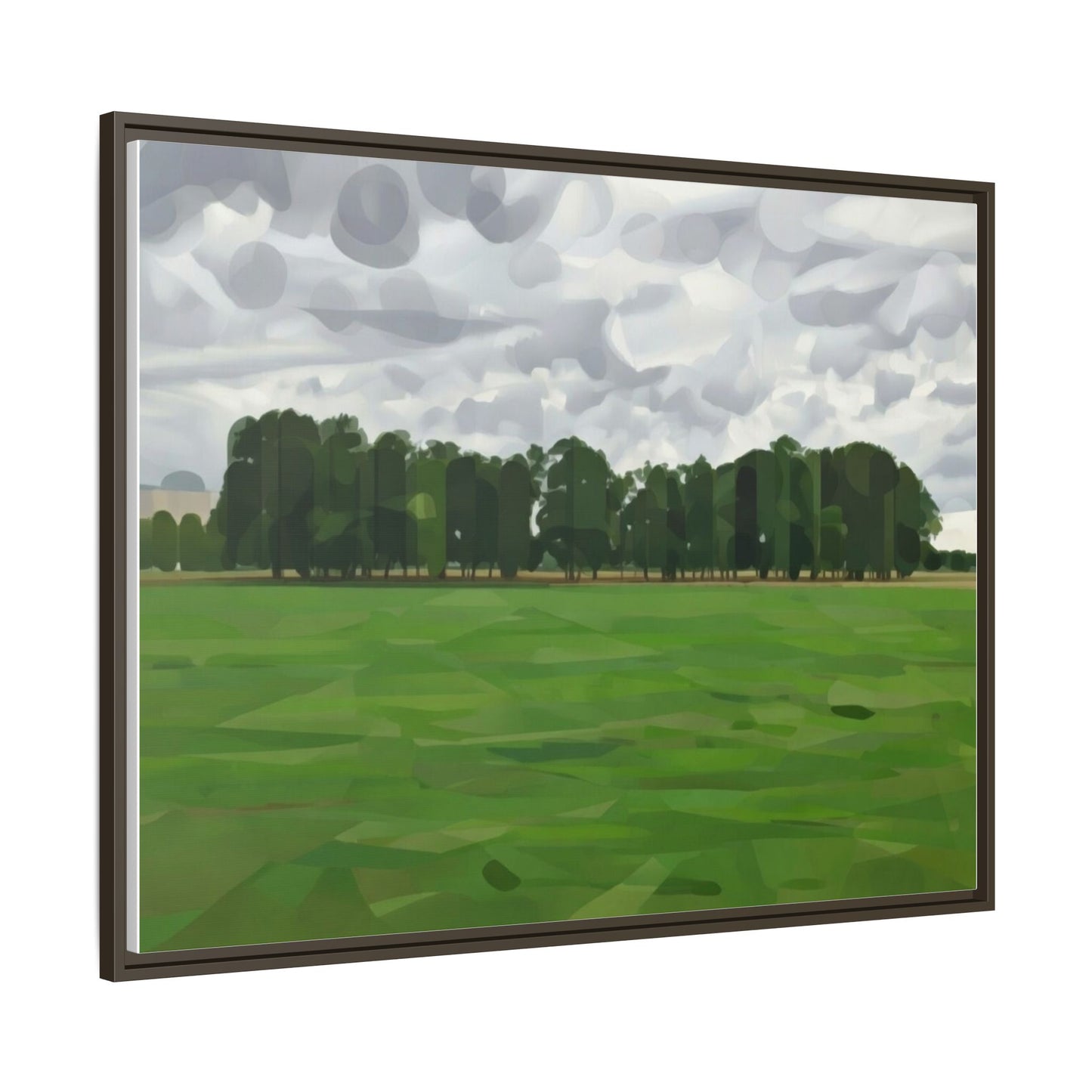 Framed Matte Canvas Print — Minimalist Green Landscape Art