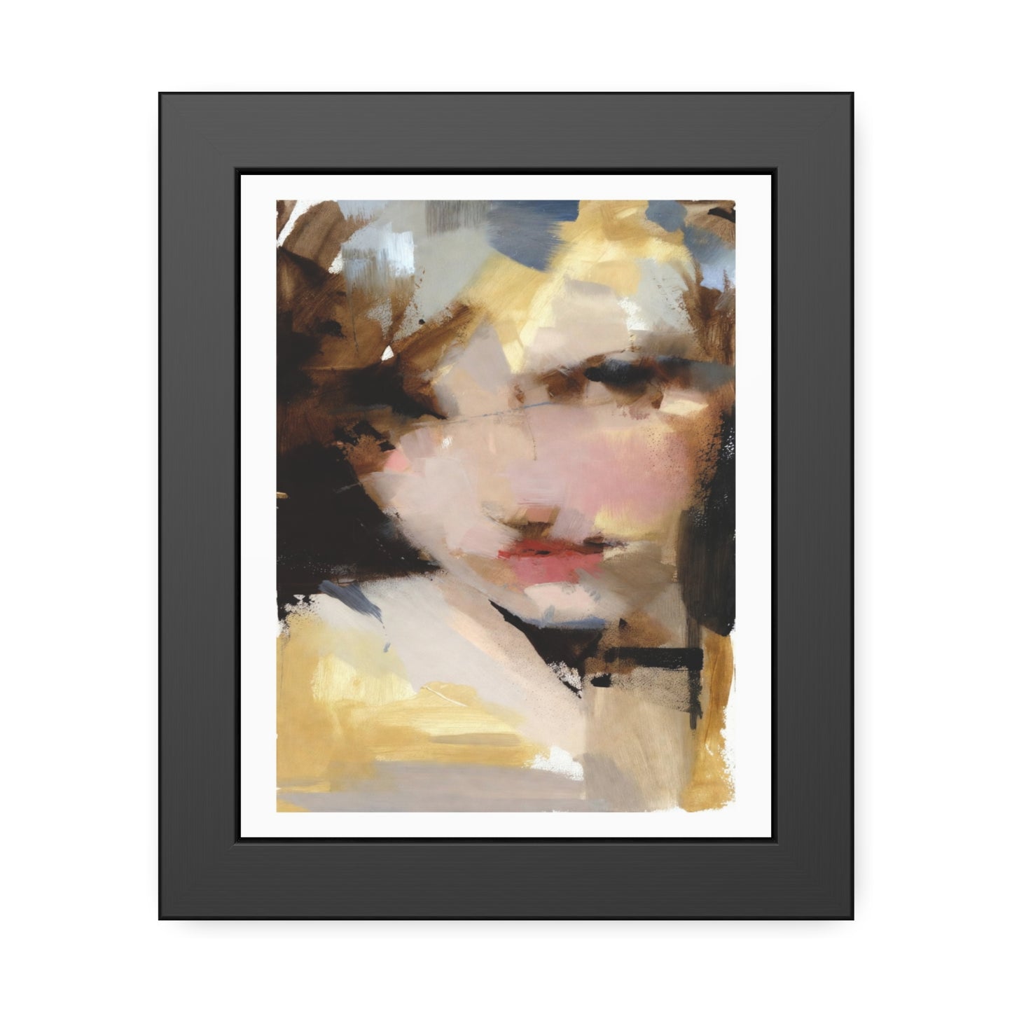 Abstract Portrait Framed Poster – Modern Impressionist Wall Art