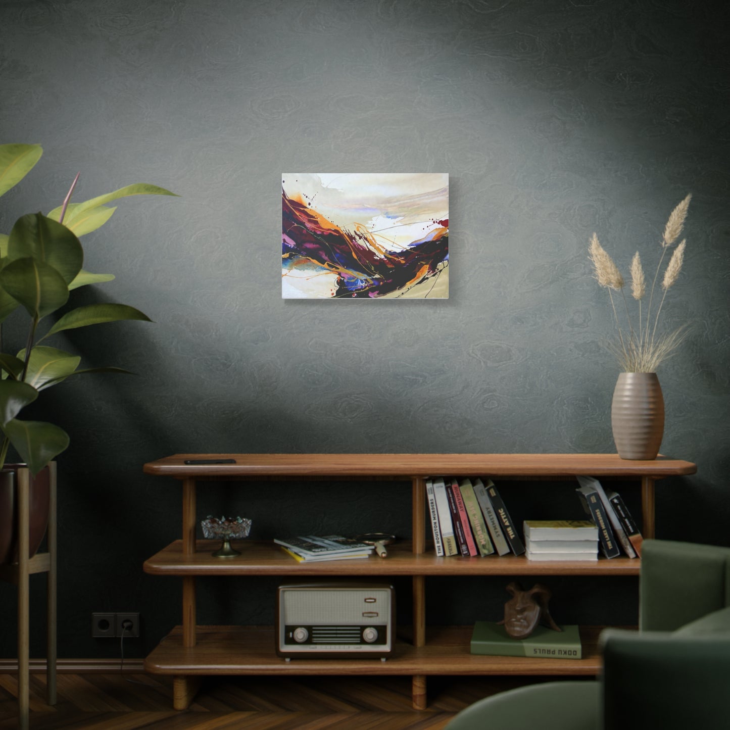 Abstract Color Flow Matte Stretched Canvas – Vibrant Modern Wall Art