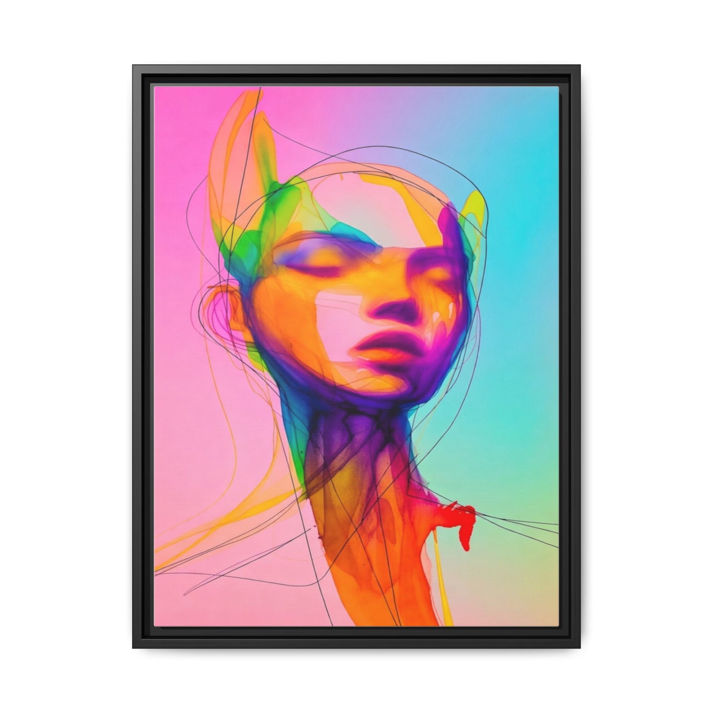 Framed Matte Canvas Art — Vibrant Abstract Portrait Wall Print